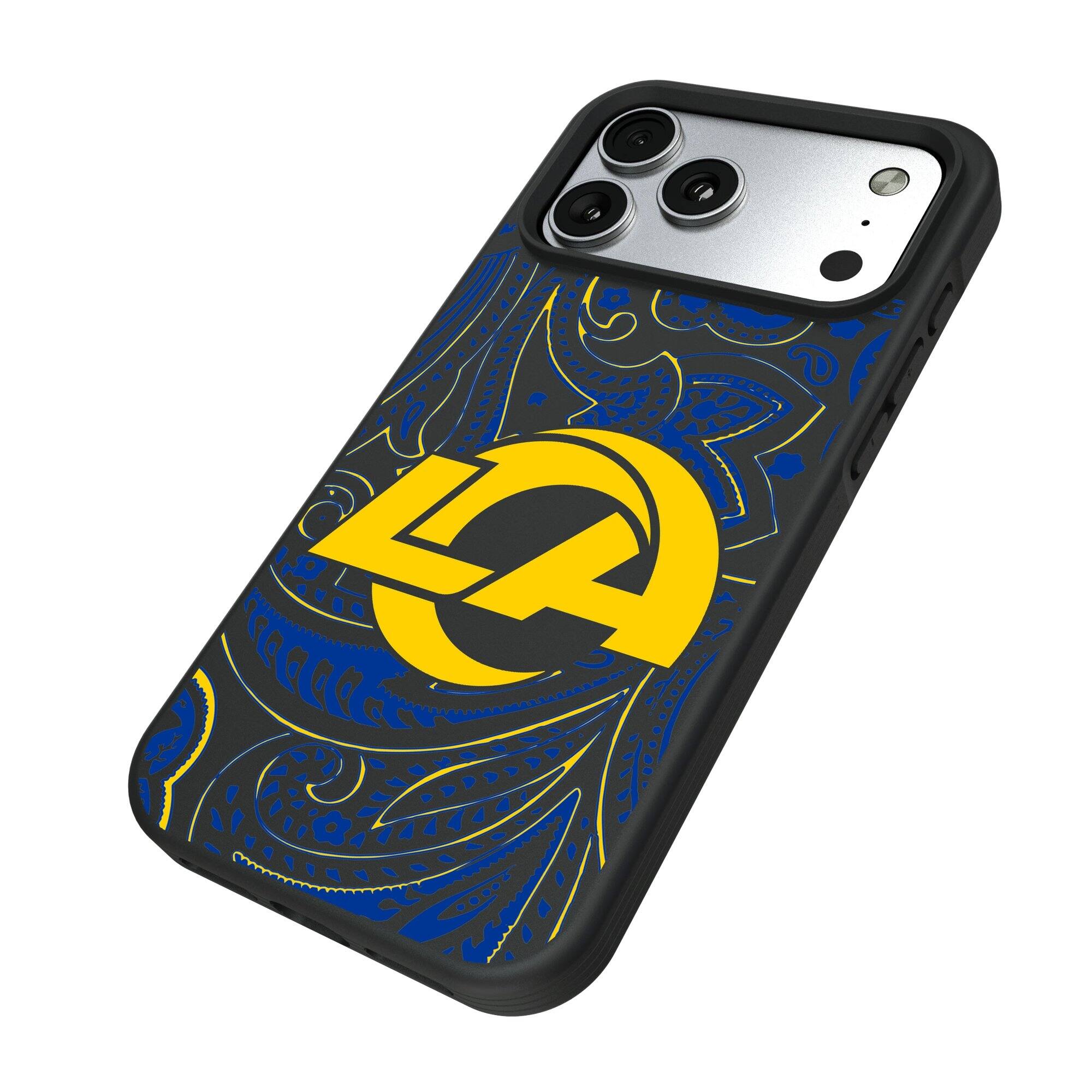 Alt View 1. Keyscaper - Los Angeles Rams Bump Case with 8.2ft Drop Protection - 15 Pro Max - Multicolor.