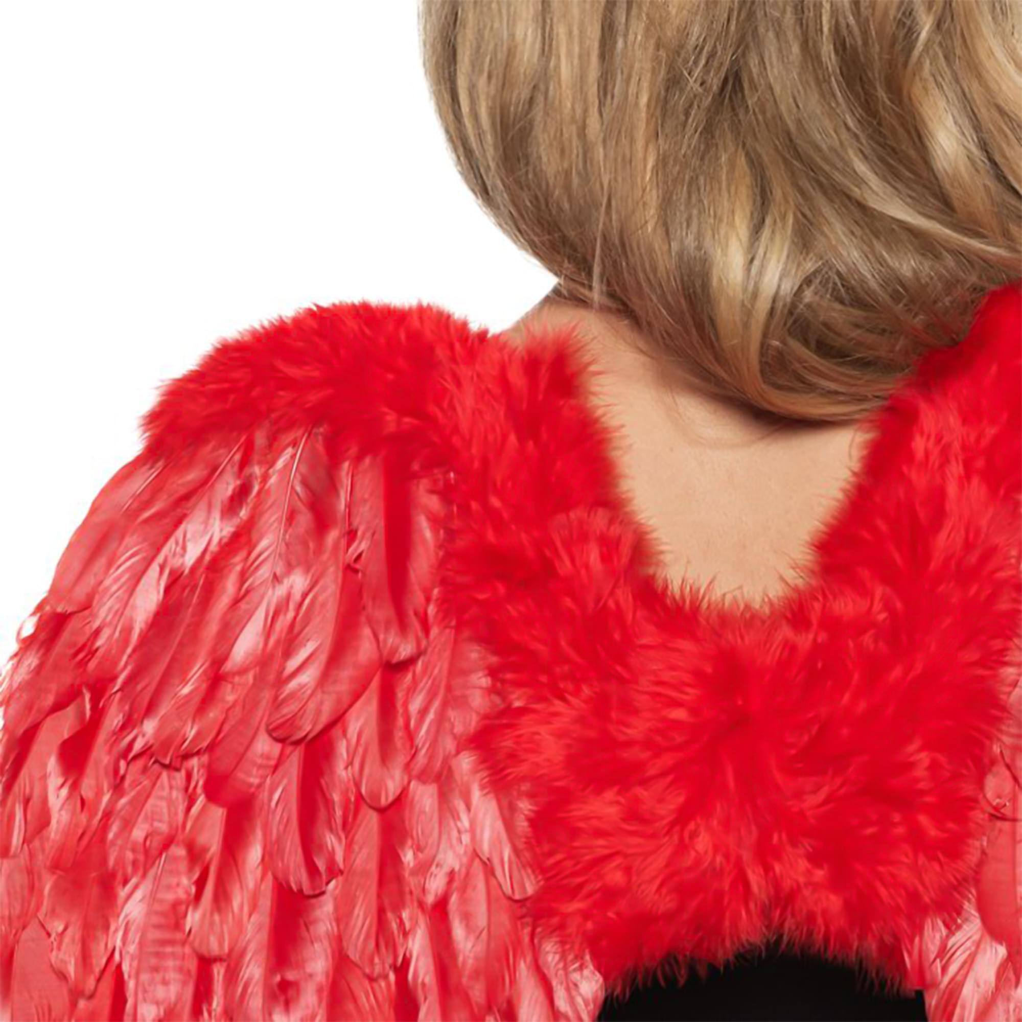 Alt View 1. Underwraps - Red Fluffy Feather Angel Adult Costume Wings - Red.