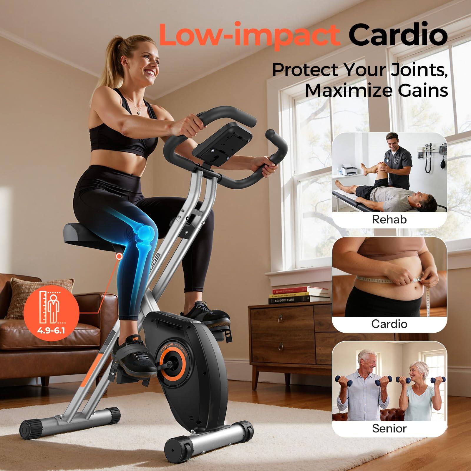 Low-impact Cardio  
Protect Your Joints, Maximize Gains  

Rehab  
4.9-6.1  
Cardio  
Senior