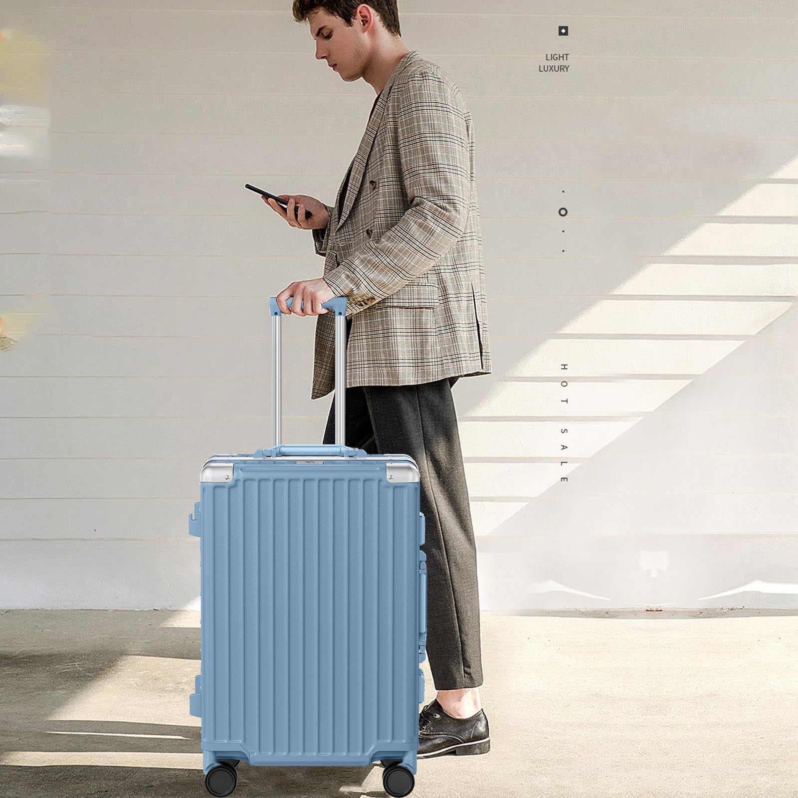 Brick Attic 28 Inch Luggage PC+ABS Aluminum Frame Zipperless