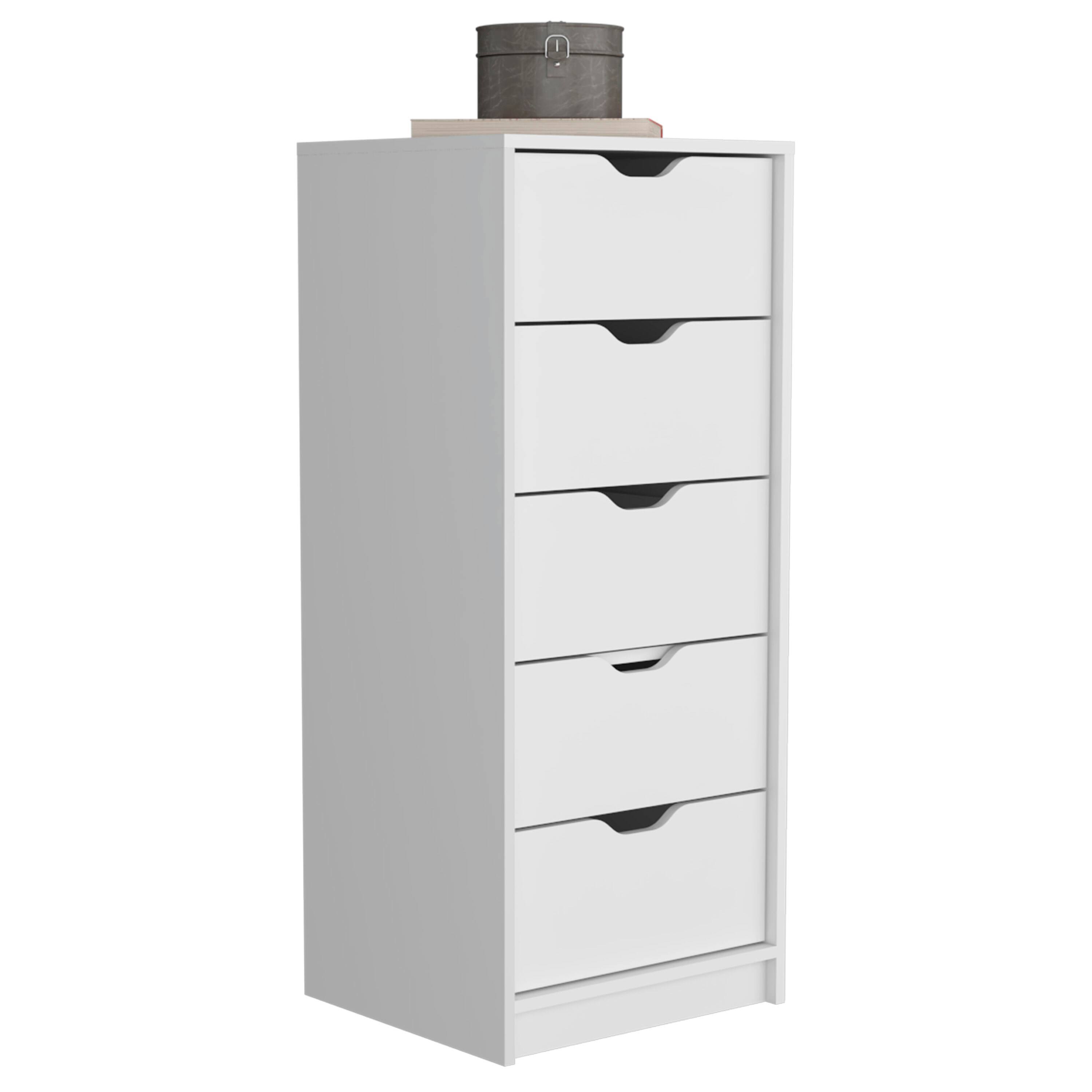 Spaco - Slim 5-Drawer Dresser, 42"H Space Saving Storage,, Smooth Gliders, 11lbs Drawer Capacity for Bedroom - White