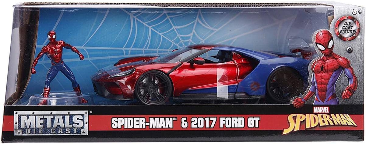 8+ DIE CAST FIGURE MARVEL METALS SPIDER-MAN & 2017 FORD GT