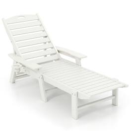 Pefilos - Patio Chaise Lounge Chair with 4 Position Backrest, Patio Chair for Outdoor as Garden, Yard, Cushion - White