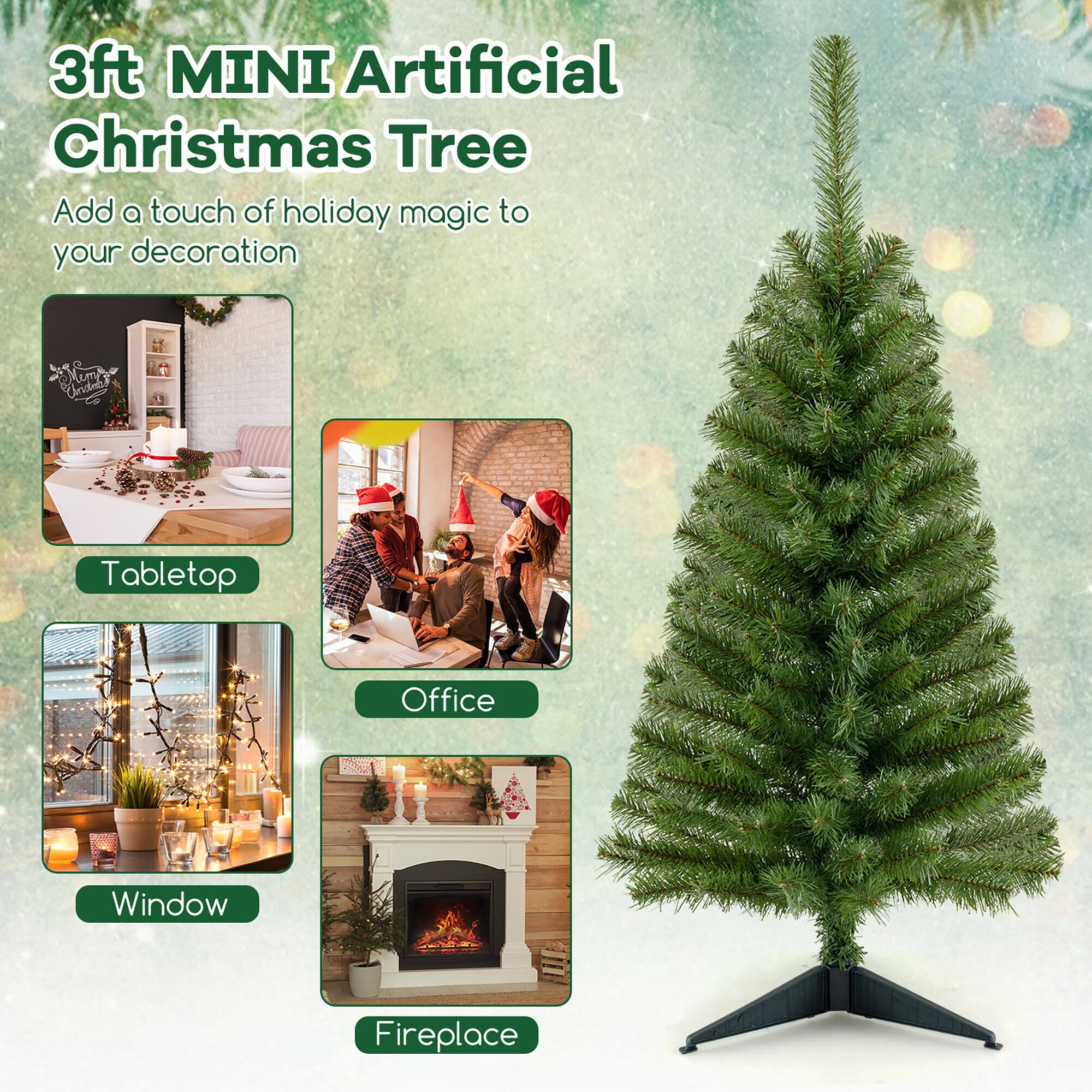 3ft MINI Artificial Christmas Tree  
Add a touch of holiday magic to your decoration  

Tabletop  
Office  
Window  
Fireplace