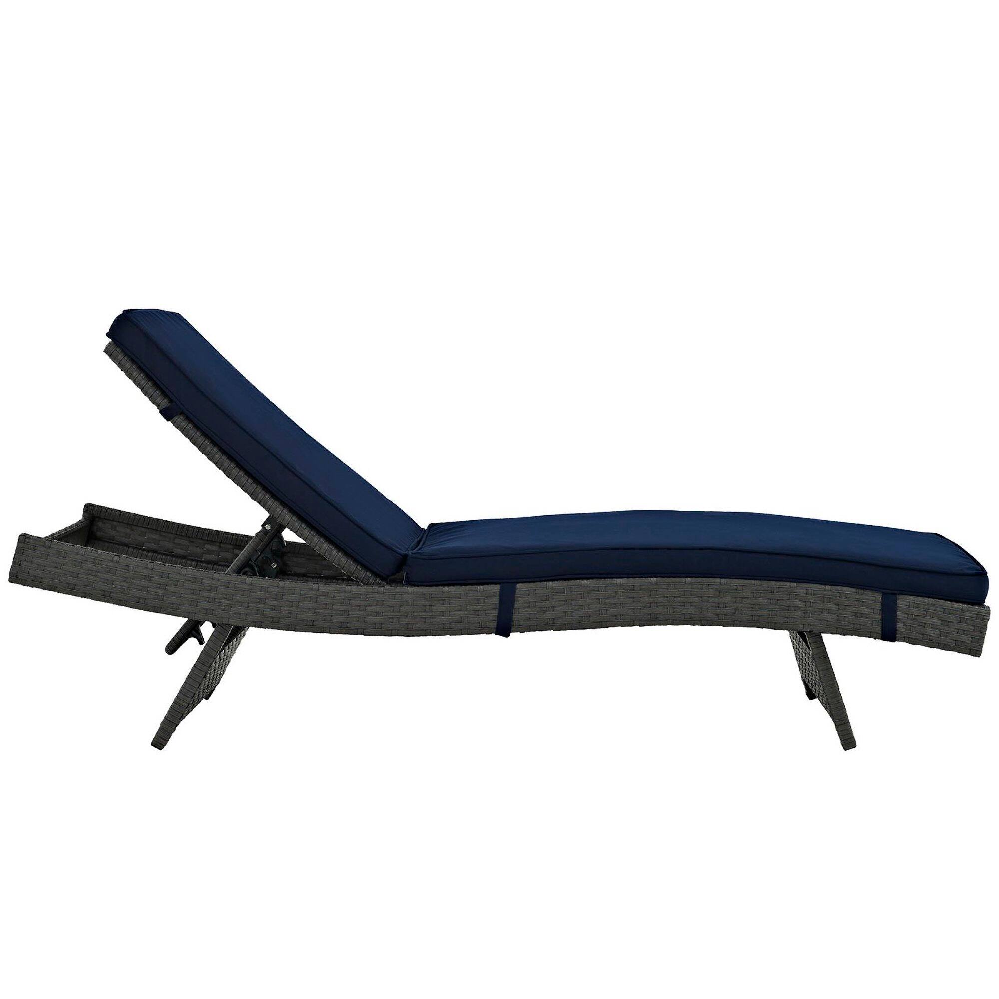 Back. Modway - Sojourn Outdoor Patio Sunbrella® Chaise by Modway - Canvas Navy.