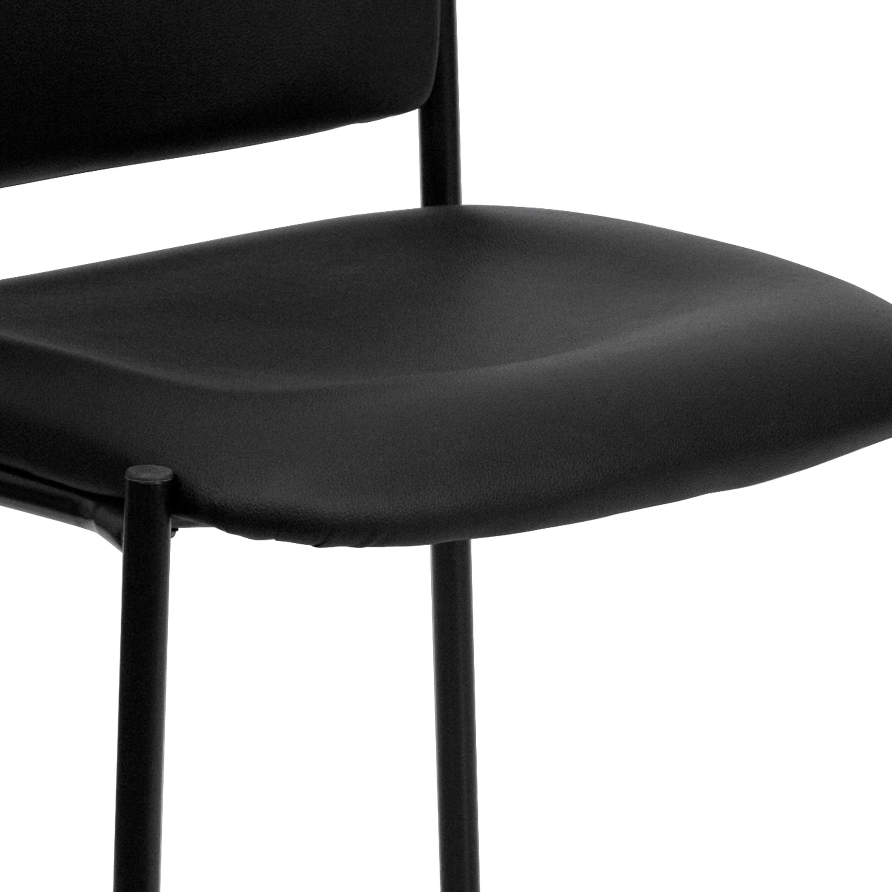 Alt View 9. Emma + Oliver - Comfort Stackable Steel Side Reception Chair - Black Vinyl.