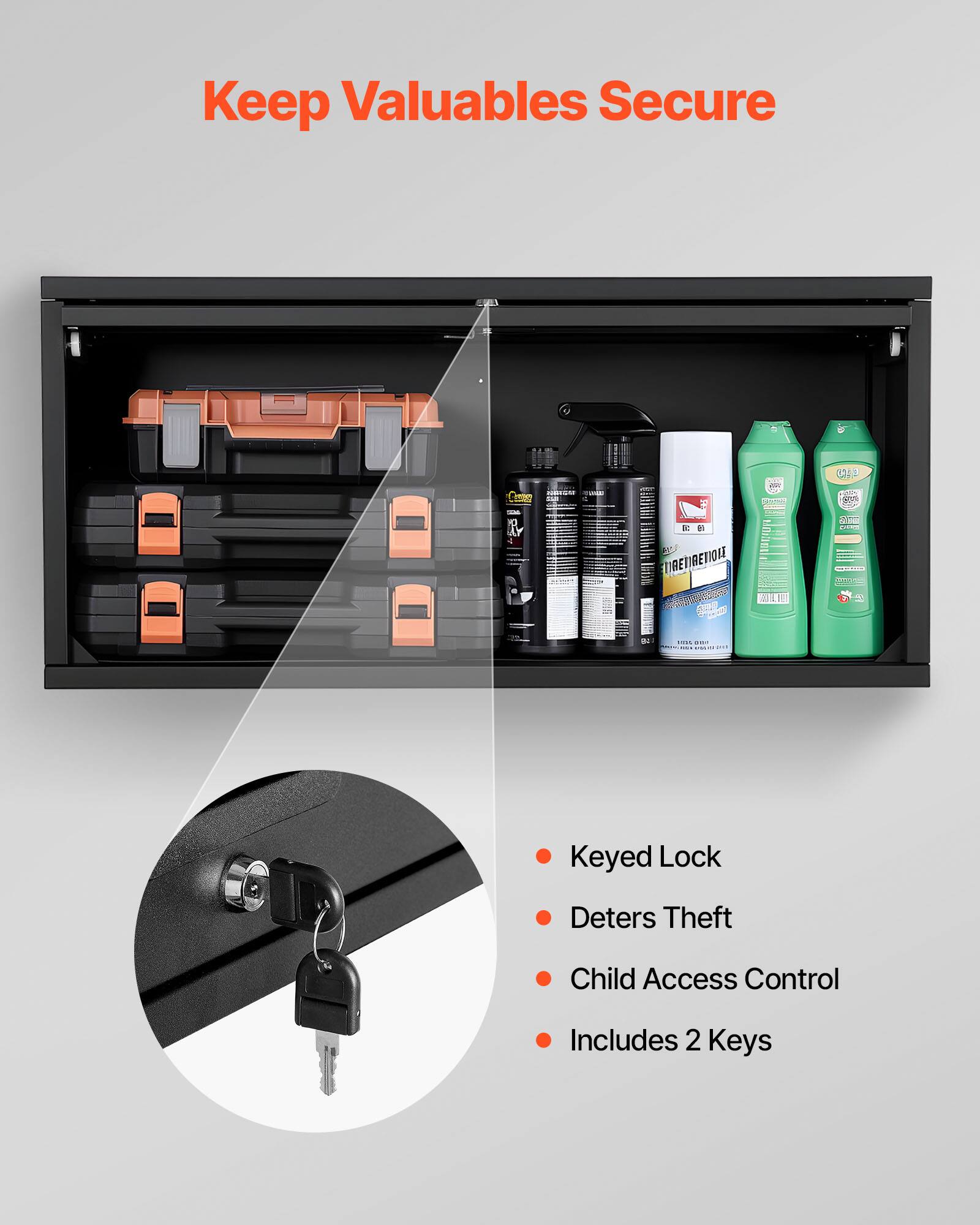 Keep Valuables Secure

- Keyed Lock
- Deters Theft
- Child Access Control
- Includes 2 Keys