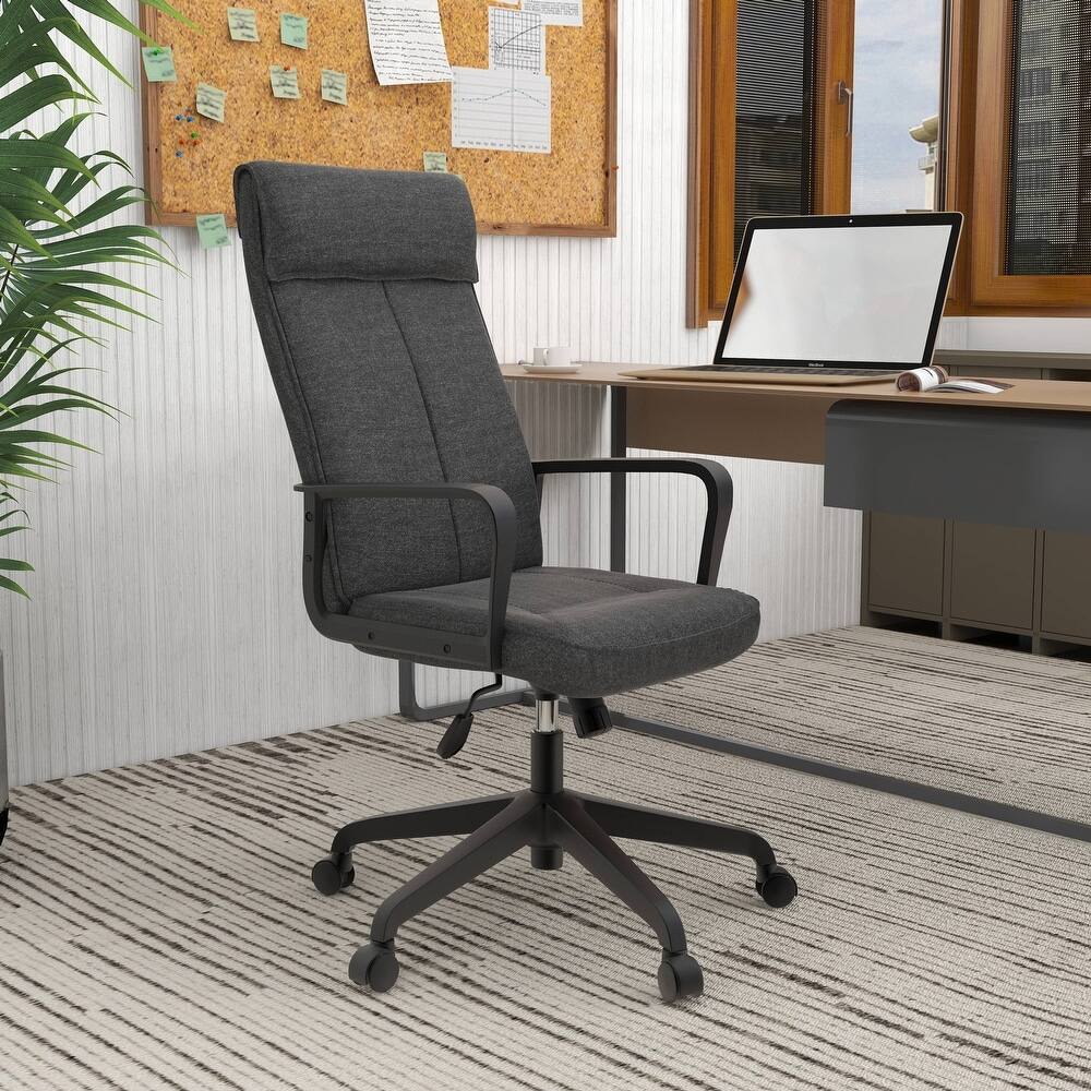 Angle. LeisureMod - Aiaria Ergonomic Office Chair High-Back Adjustable Height with Swivel & Tilt, Double Wheel Casters - Charcoal.