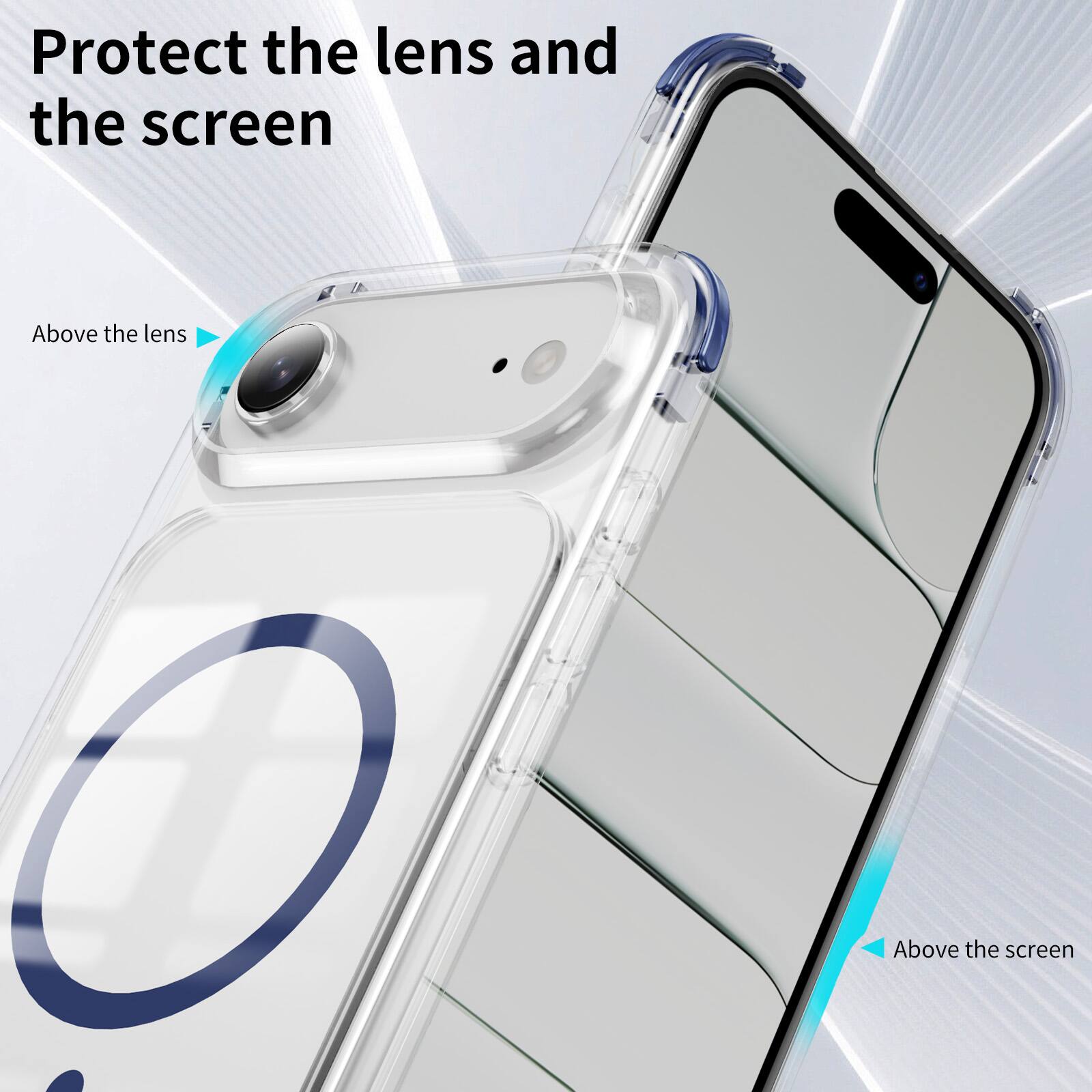 Protect the lens and the screen

Above the lens

Above the screen