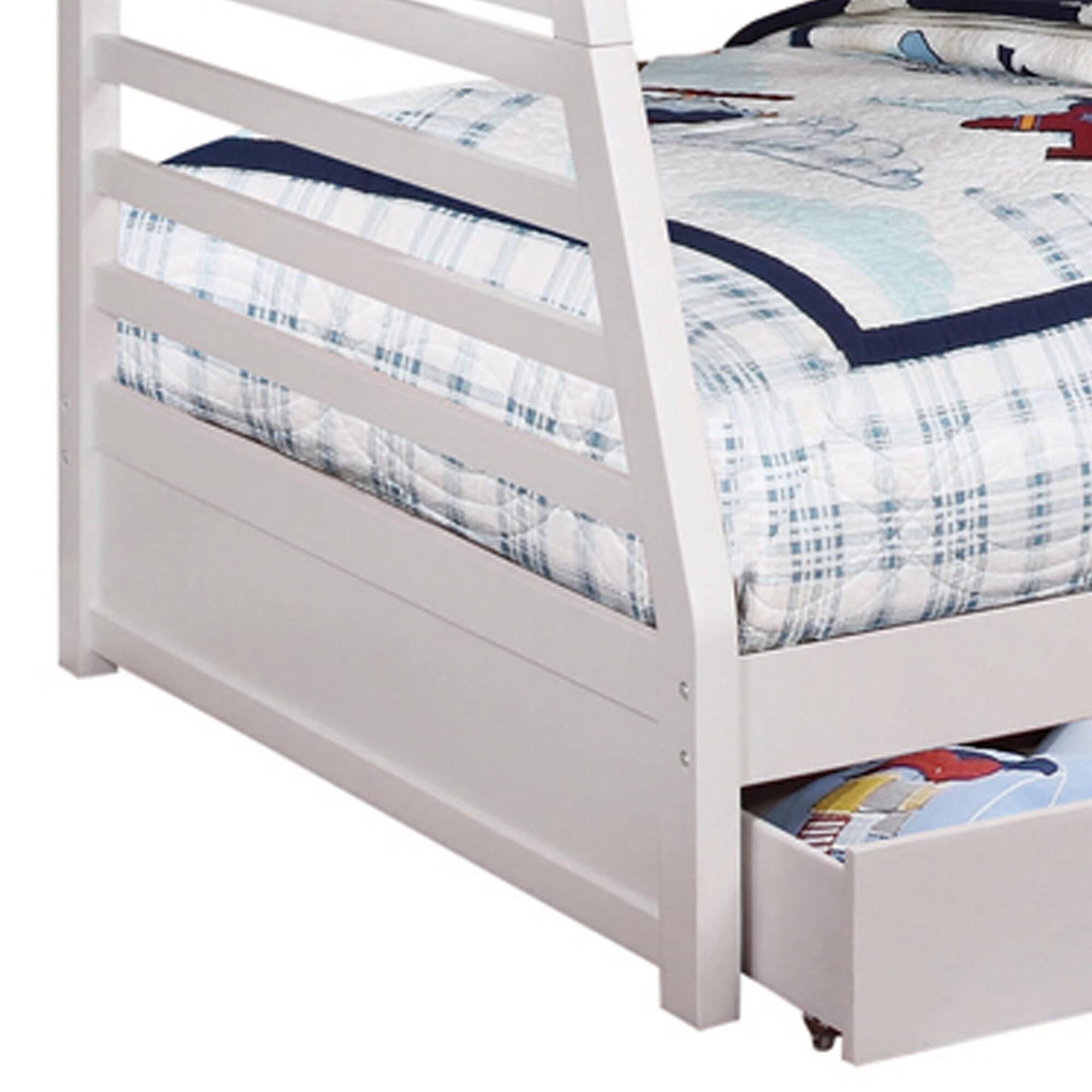 Alt View 1. Manhattan Lane - Wooden Twin Over Full Bunk Bed with Wheel Supported Bottom Drawers - White.