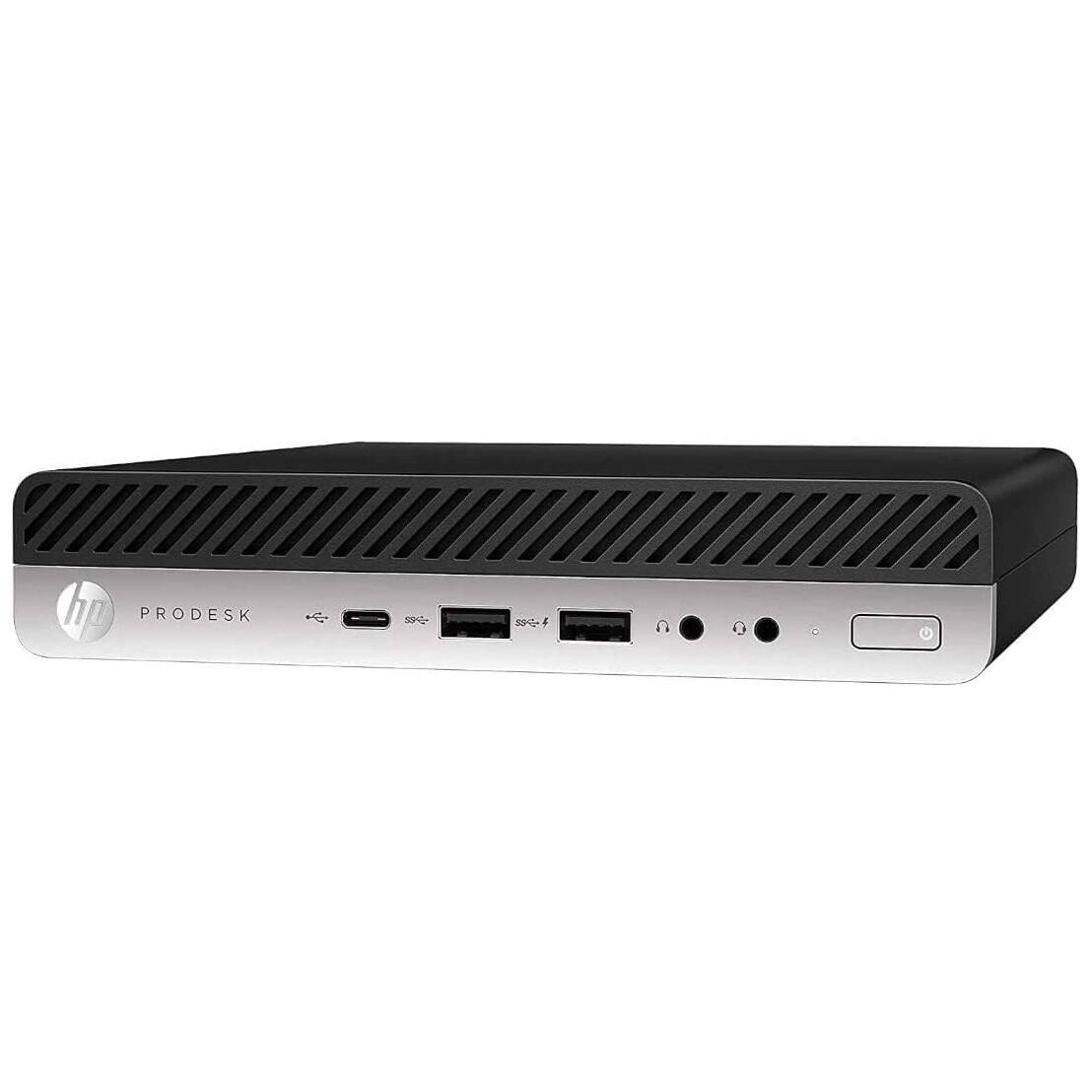 Angle. HP - HP ProDesk 600G4 Mini Desktop PC, Intel Core i5-8500T, 16GB DDR4 RAM, 512GB NVMe SSD, Built in Wi-Fi 6E & BT, Win11 Pro - Black.
