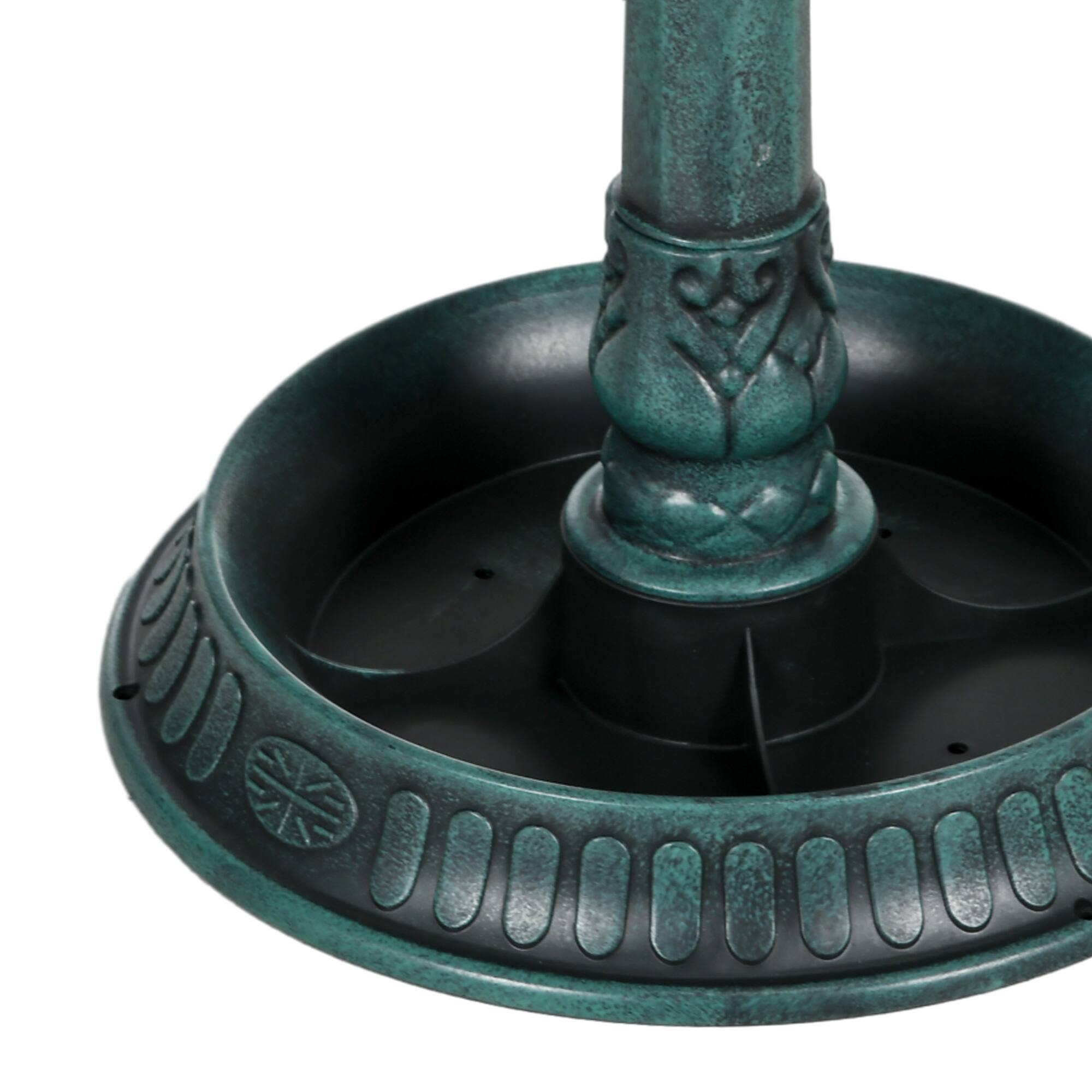Alt View 8. Outsunny - Antique Bird Bath Decorative Birdbath Bird Feeder Bowl with Planter Pedestal and Bird Statues - Dark Green.