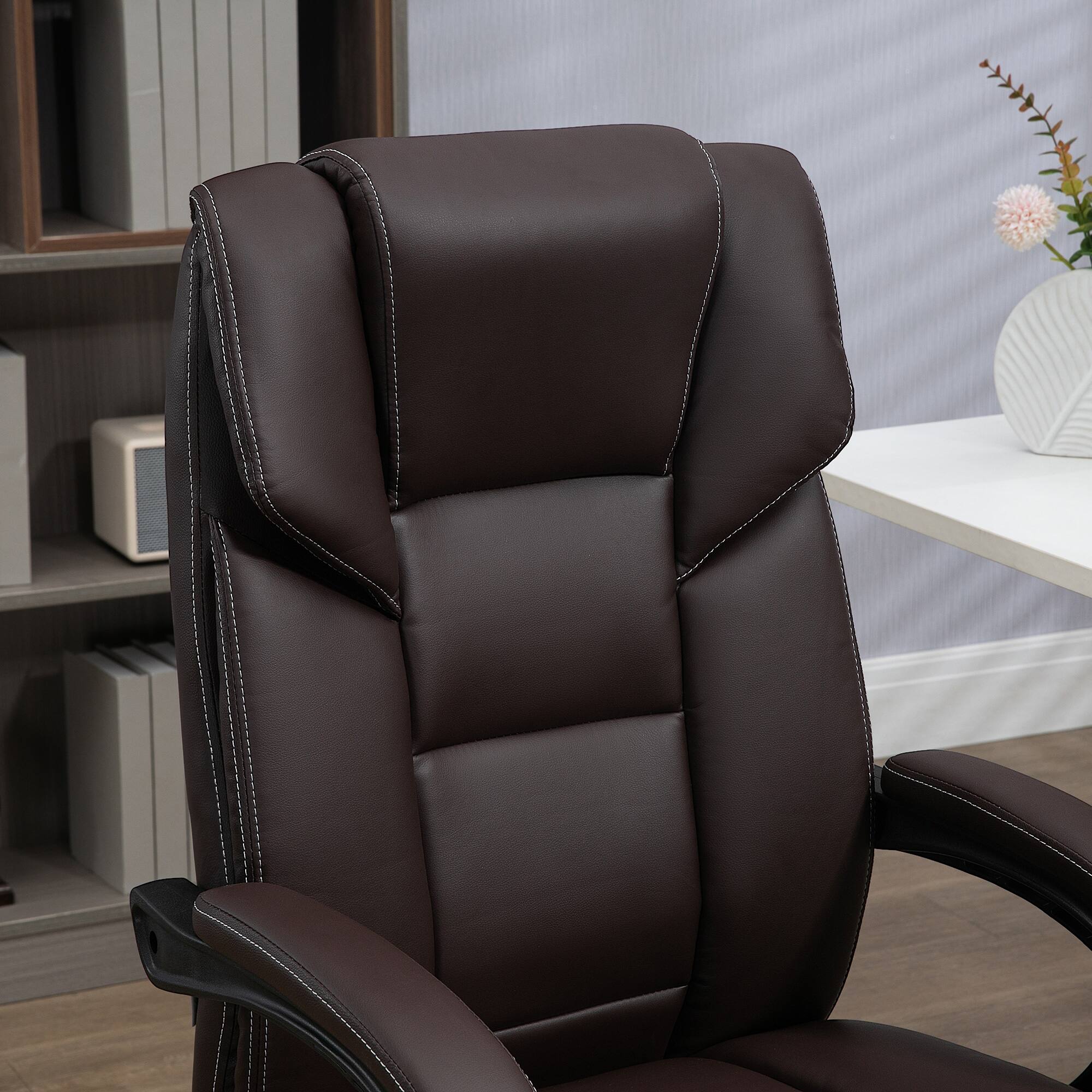 Alt View 8. Vinsetto - Massage Office Chair with 6 Vibration Points, Lumbar Heated PU Leather Reclining Computer Chair - Brown.