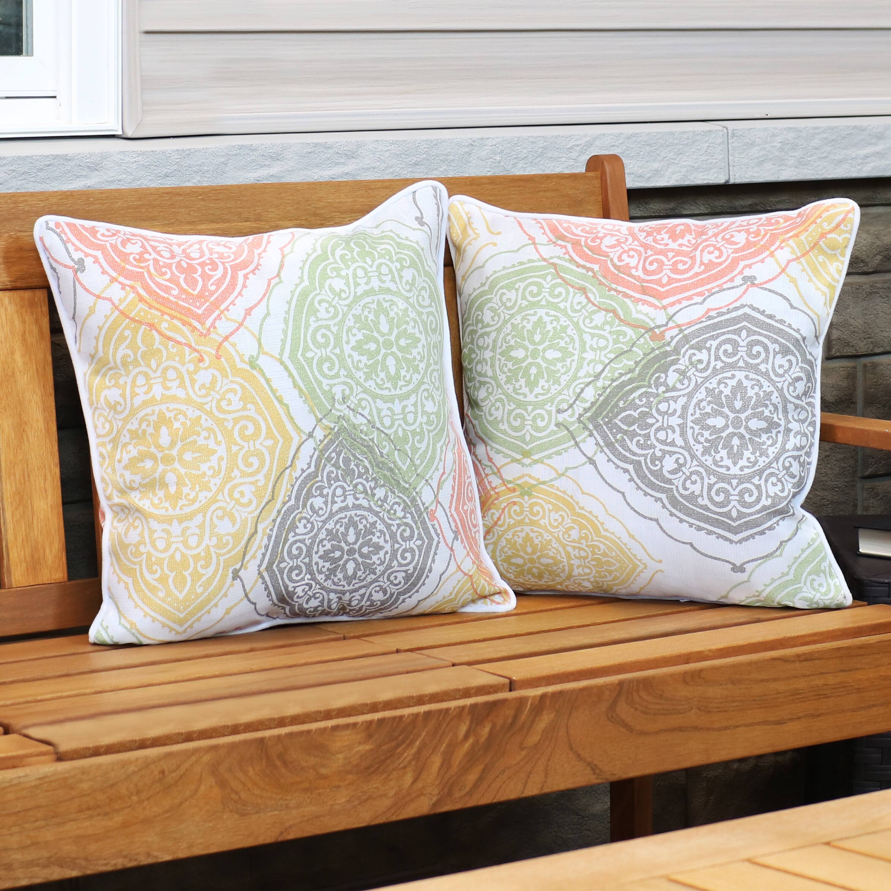 Alt View 3. Sunnydaze - Indoor and Outdoor Throw Pillow - 16 in - Muted Damask Mandalas.