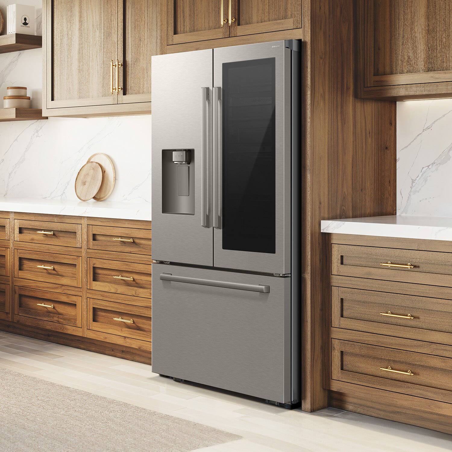 Alt View 15. Samsung - Bespoke AI 29 cu. ft. 3-Door French Door Refrigerator with Auto View & Zero Clearance Fit - Fingerprint Resistant Stainless Steel.