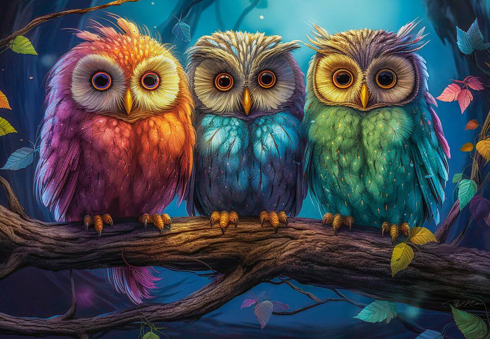 Angle. Castorland - CASTORLAND 1000 Piece Jigsaw Puzzles, Three Little Owls, Animal Puzzles, Colorful birds, Adult Puzzle, C-105175-2 - Red.