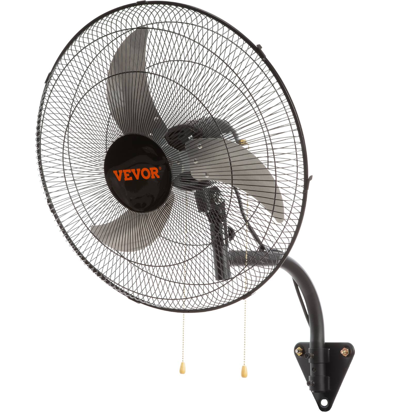 Alt View 5. VEVOR - Wall Mount Fan, 20 Inch, 3-speed High Velocity Max. 4650 CFM Oscillating Industrial Wall Fan, Commercial or Residential - Black,Silver.
