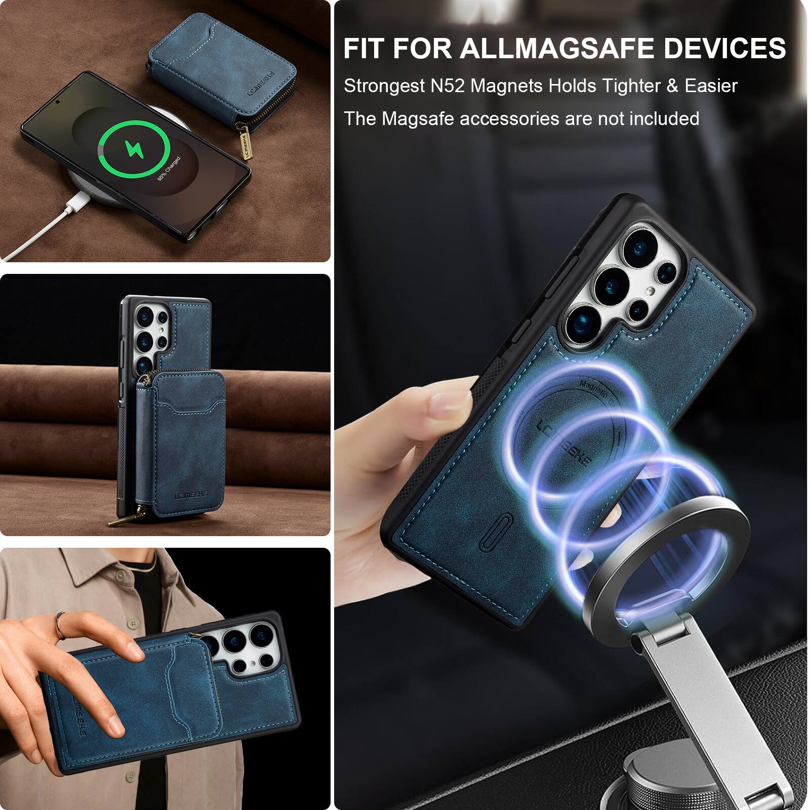 FIT FOR ALL MAGSAFE DEVICES  
Strongest N52 Magnets Holds Tighter & Easier  
The MagSafe accessories are not included