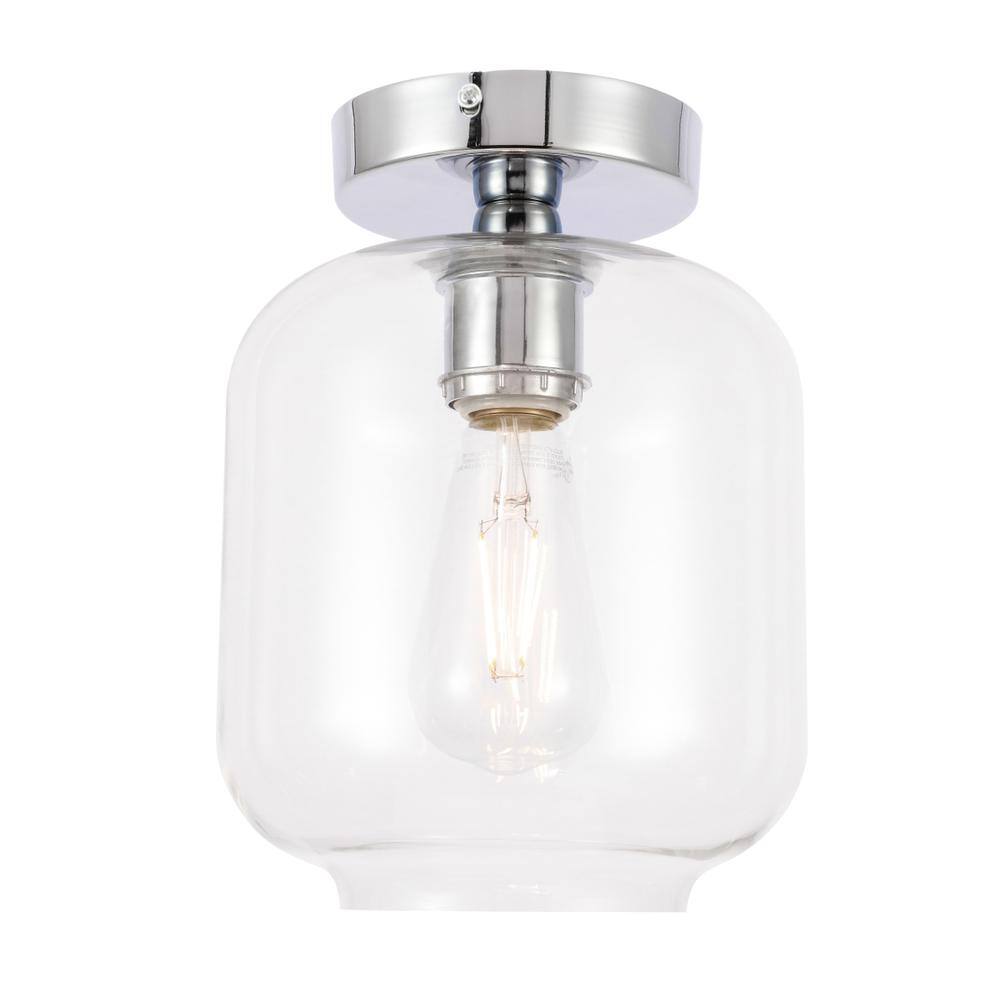 Alt View 7. Living District - Collier 1 light Chrome and Clear glass Flush mount - Chrome And Clear Glass.