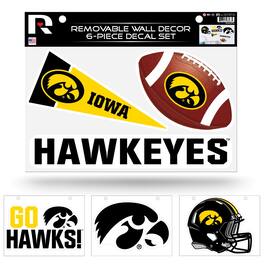 Rico Industries - Iowa Hawkeyes (Set of 6) Individual Easy Peel Die-Cut Decal Stickers - Remove - Re-organize - Re-apply - Multi