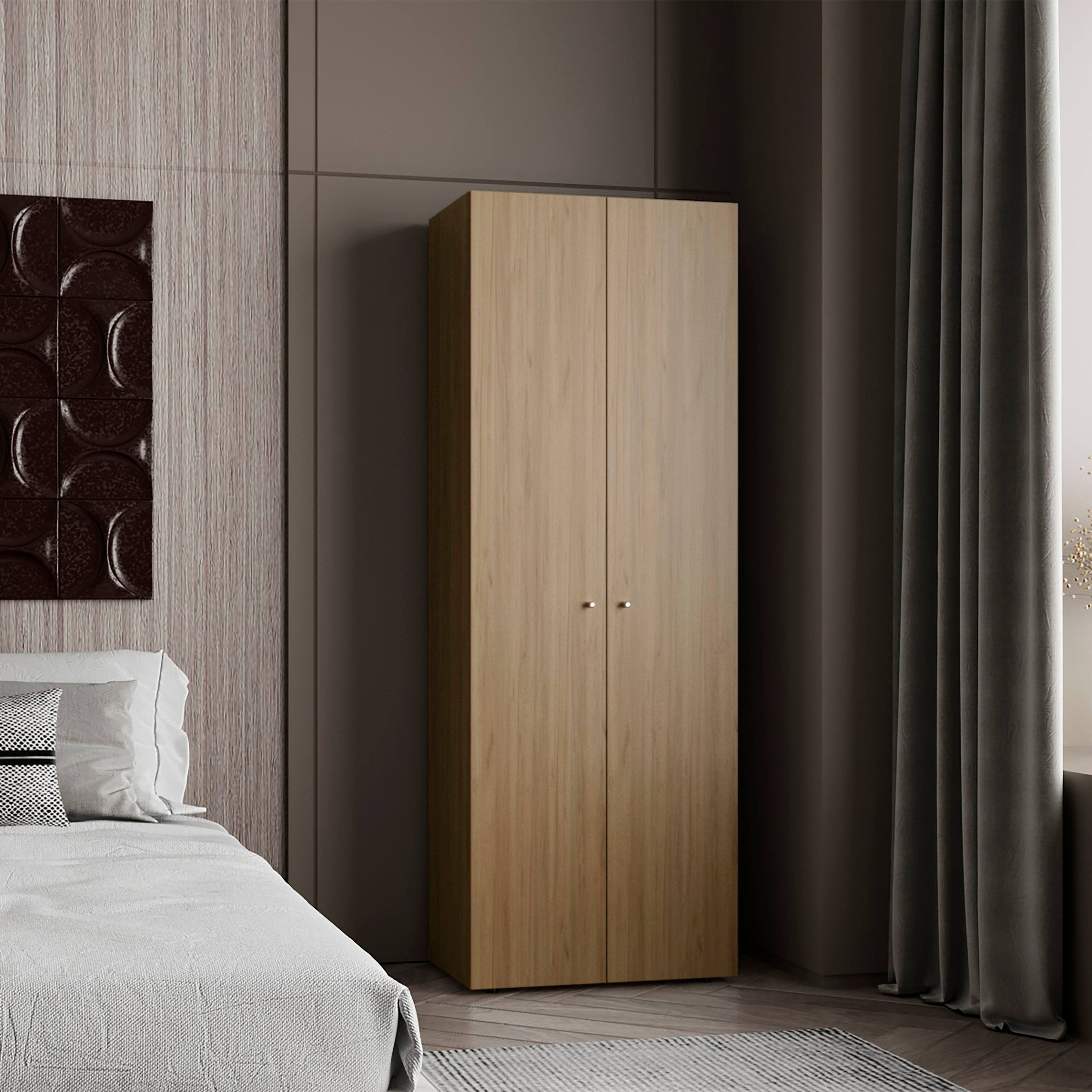 Front. TinyHomie - Natural Oak Home 2 Door Closet System 4 Fixed Shelves Freestanding Storage - brown.