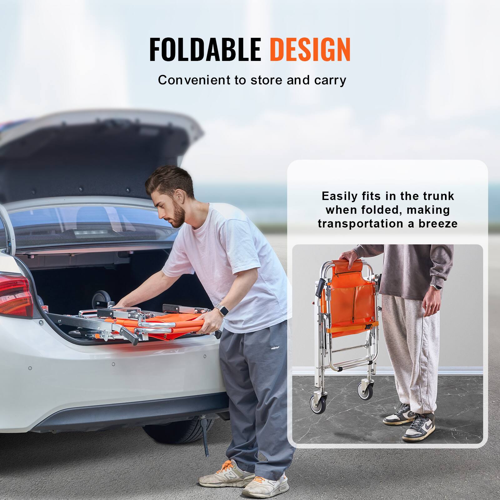 FOLDABLE DESIGN

Convenient to store and carry

Easily fits in the trunk when folded, making transportation a breeze