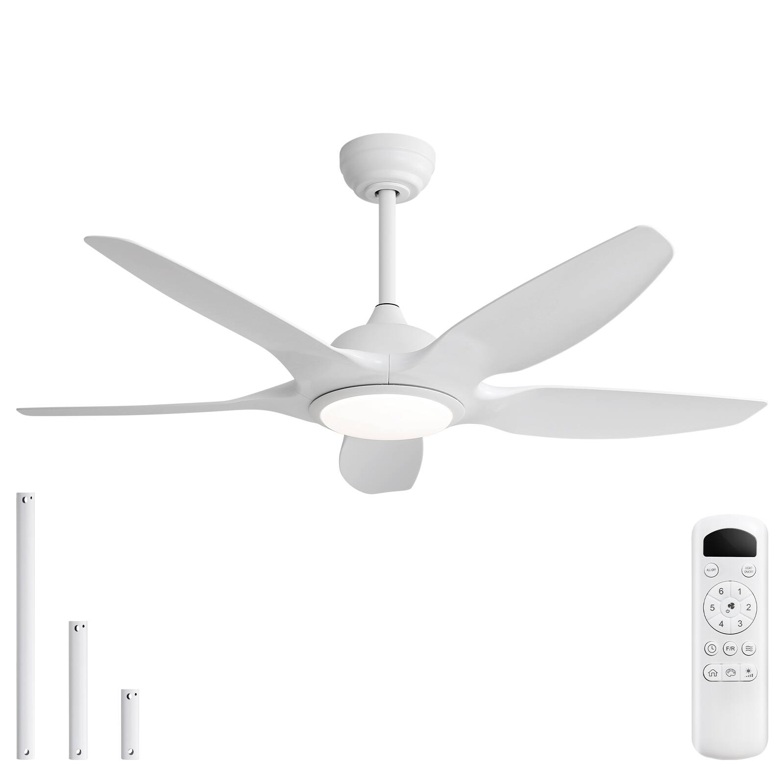 Sofucor - 48 Inch Ceiling Fans w/ Lights & Remote Indoor Outdoor Energy Saving 6 Wind Speed Dimmable LED Ceiling Fans for Bedroom - White