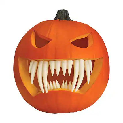 Front. Funworld - Halloween Pumpkin Accessory Kit | Fang Teeth - White.