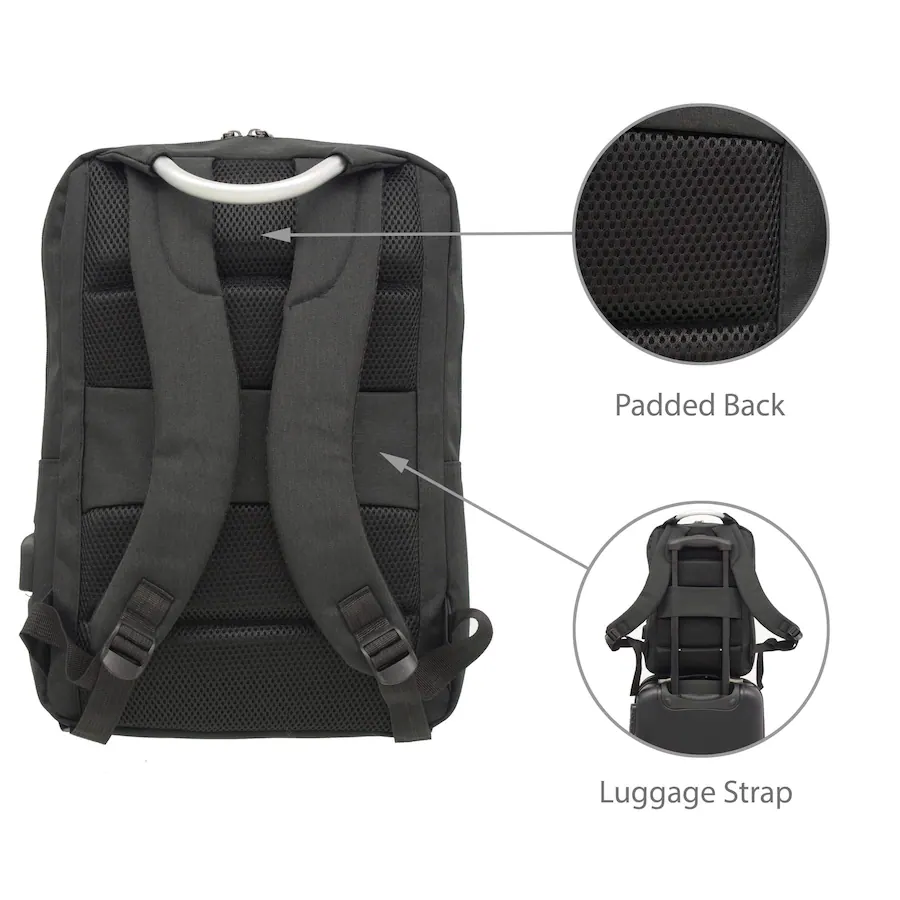 Club Rochelier Laptop Backpack USB Charging Port Built In Charger ...