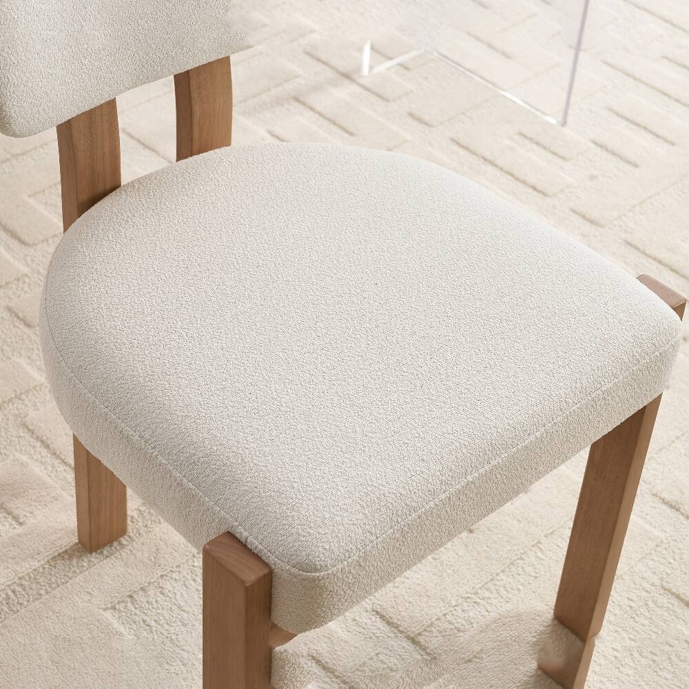 Alt View 9. Loheer - Loheer Wooden Dining Chairs Set of 2 Modern Fabric Upholstered Farmhouse Kitchen Chairs Beige - Beige.