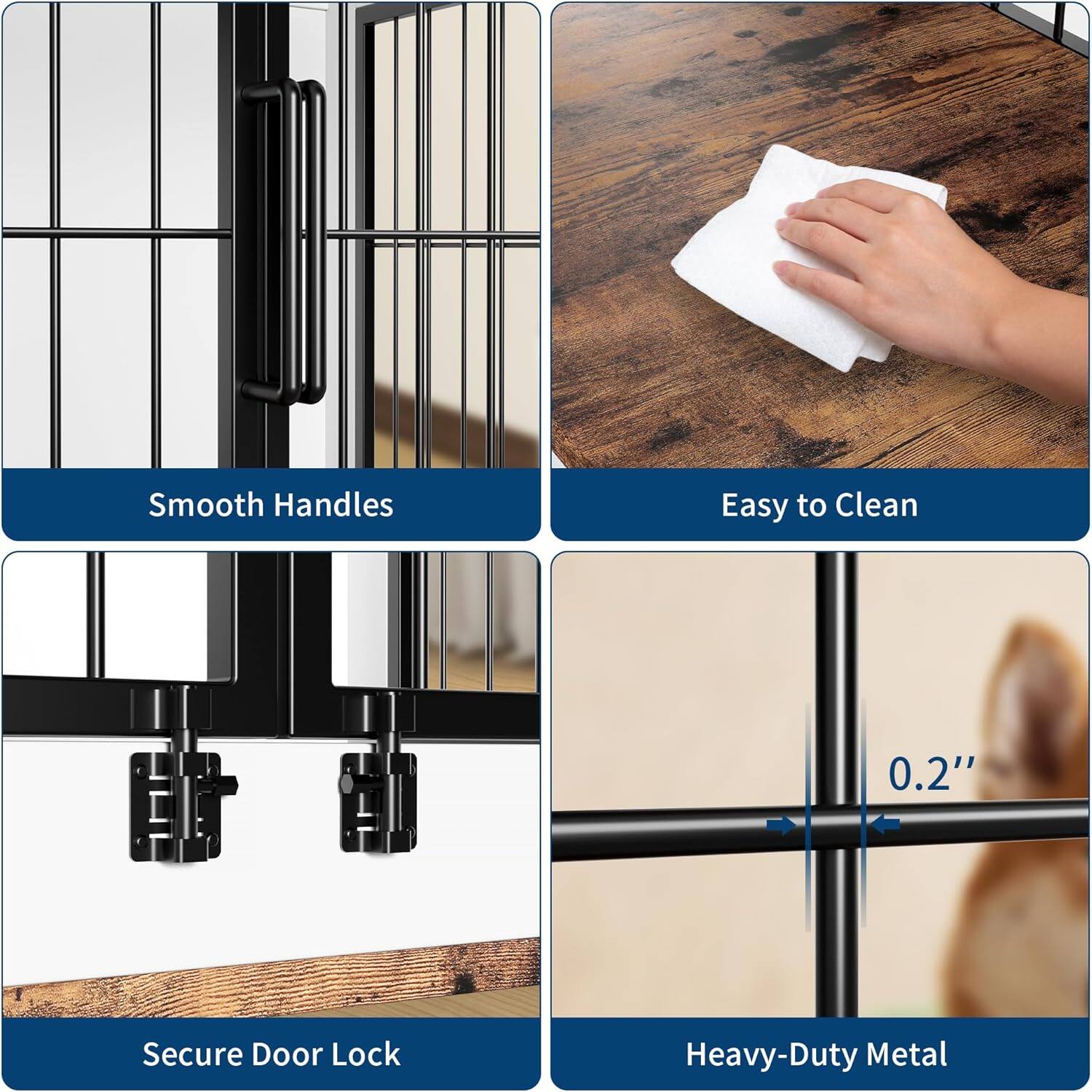 - Smooth Handles
- Easy to Clean
- Secure Door Lock
- Heavy-Duty Metal
- 0.2"