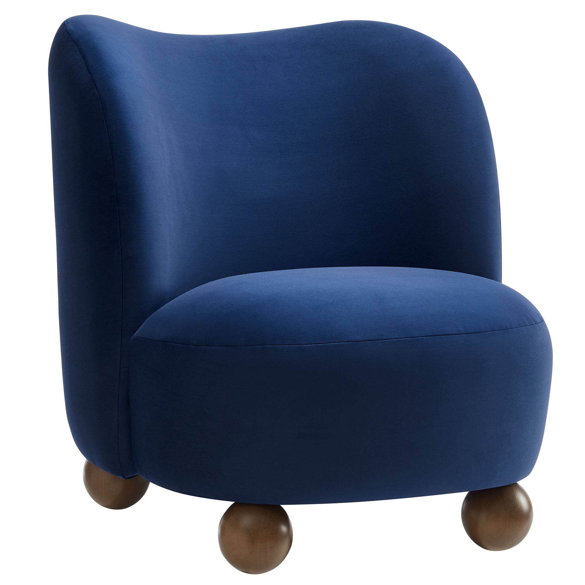 Angle. Modway - Monroe Performance Velvet Accent Chair by Modway - Midnight Blue Walnut.