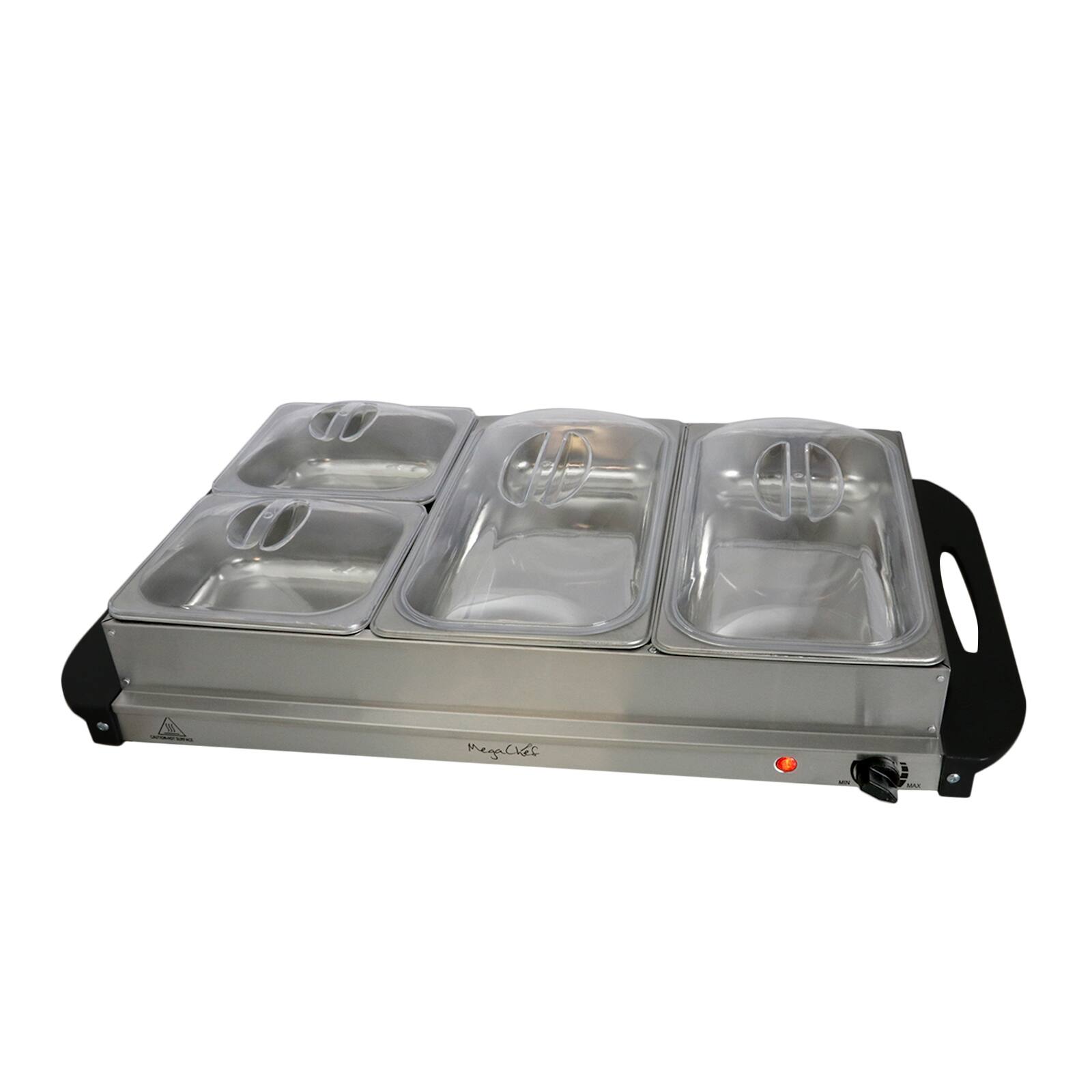 Alt View 4. MegaChef - MegaChef Buffet Server & Food Warmer With 4 Removable Sectional Trays , Heated Warming Tray and Removable Tray Frame - Silver.