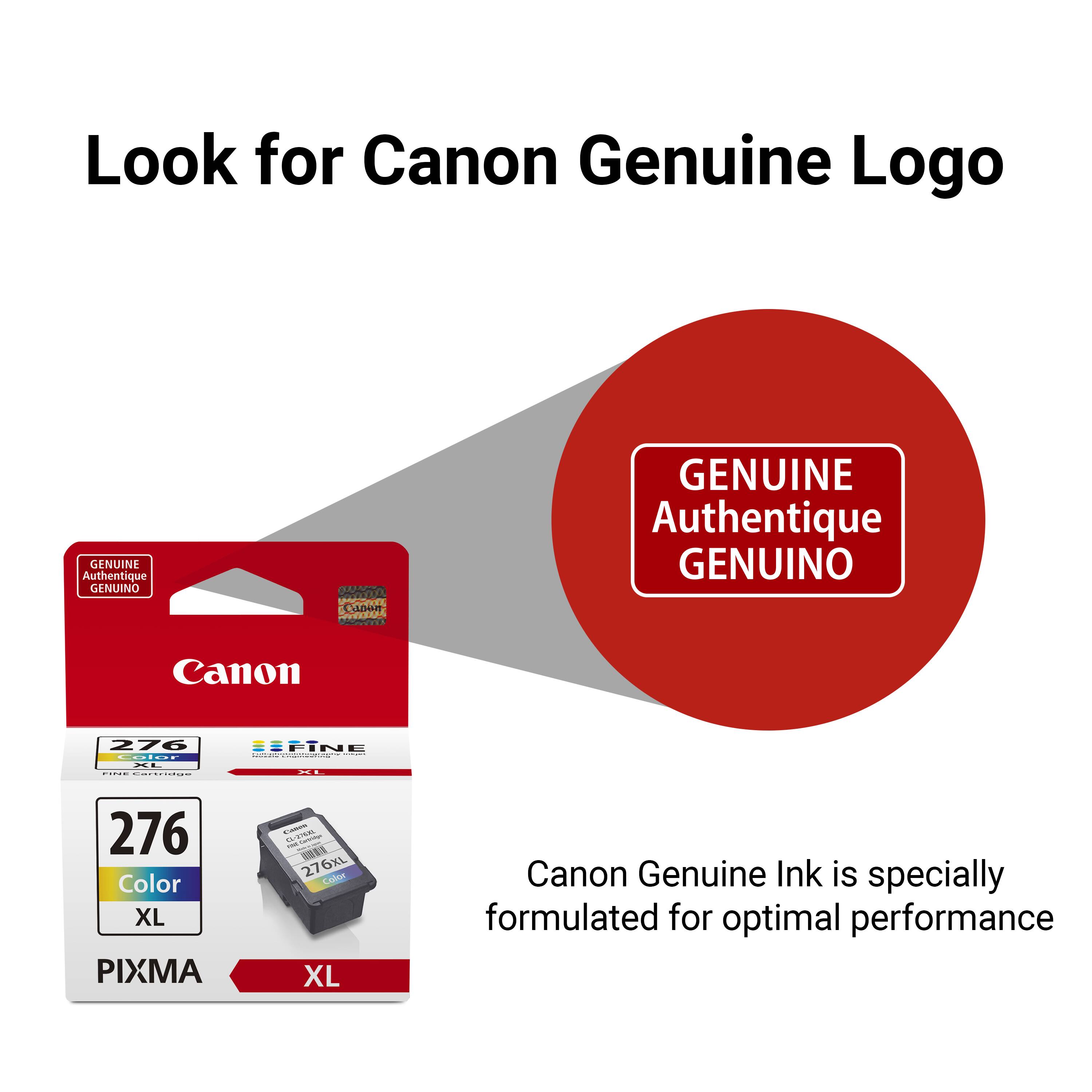 Look for Canon Genuine Logo GENUINE Authentique GENUINO Canon 276 Color XL PIXMA SZ-76XL d XL Canon Genuine Ink is specially formulated for optimal performance.