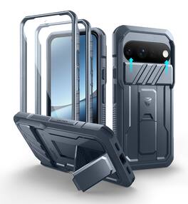 Dexnor - Rugged Case for Google Pixel 11 Pro XL with Slide Camera Cover & 2 Front Frames & Built-in Screen Protector & Kickstand - Navy Blue