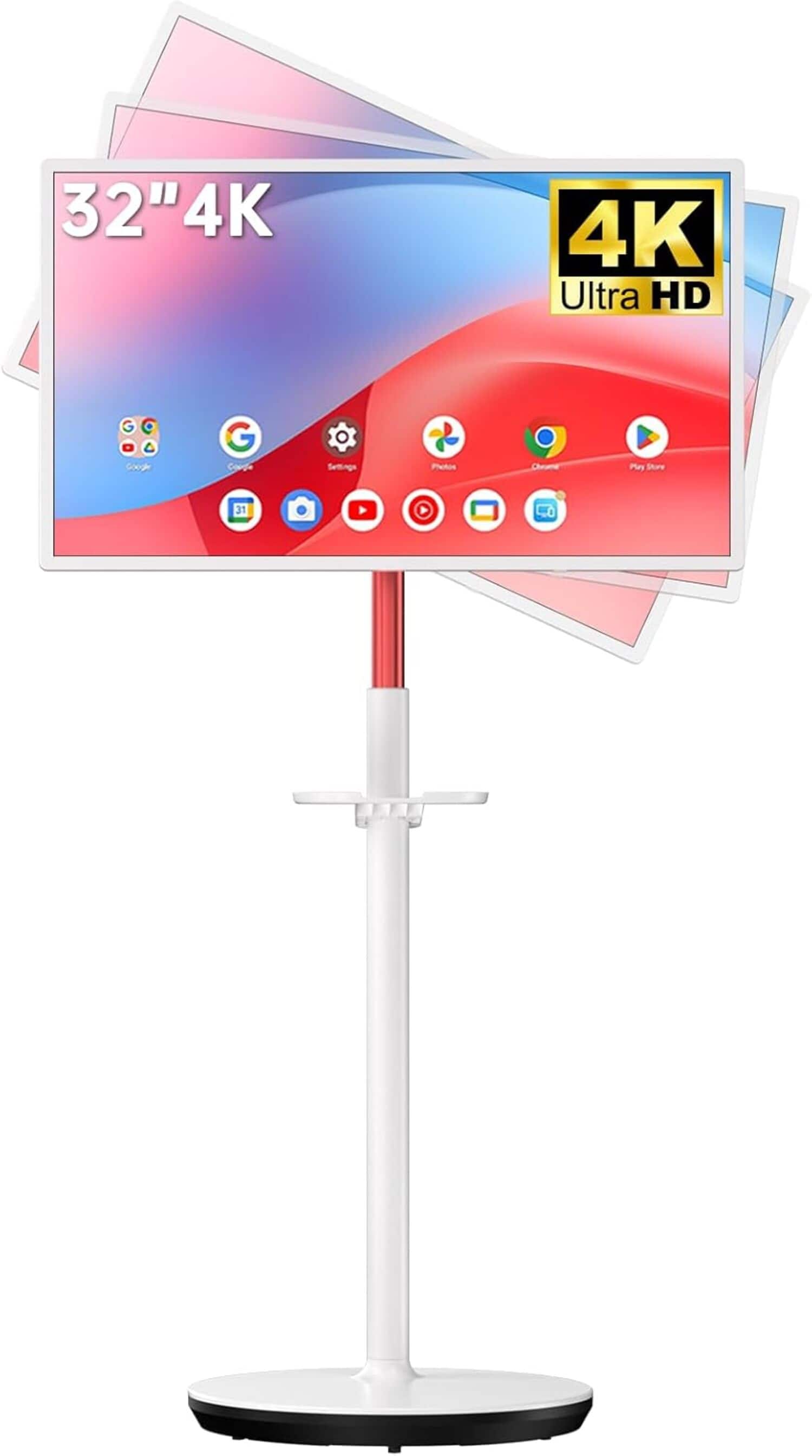 KTC - 32" 4K Touchscreen Portable Monitor with Full Swivel Rotation, 2160p UHD LCD, Google EDLA Certified with Android 13 - White