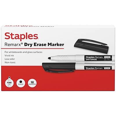 Staples - Remarx Dry Erase Marker, Fine Tip, Black, 12/Pack (ST62932)
