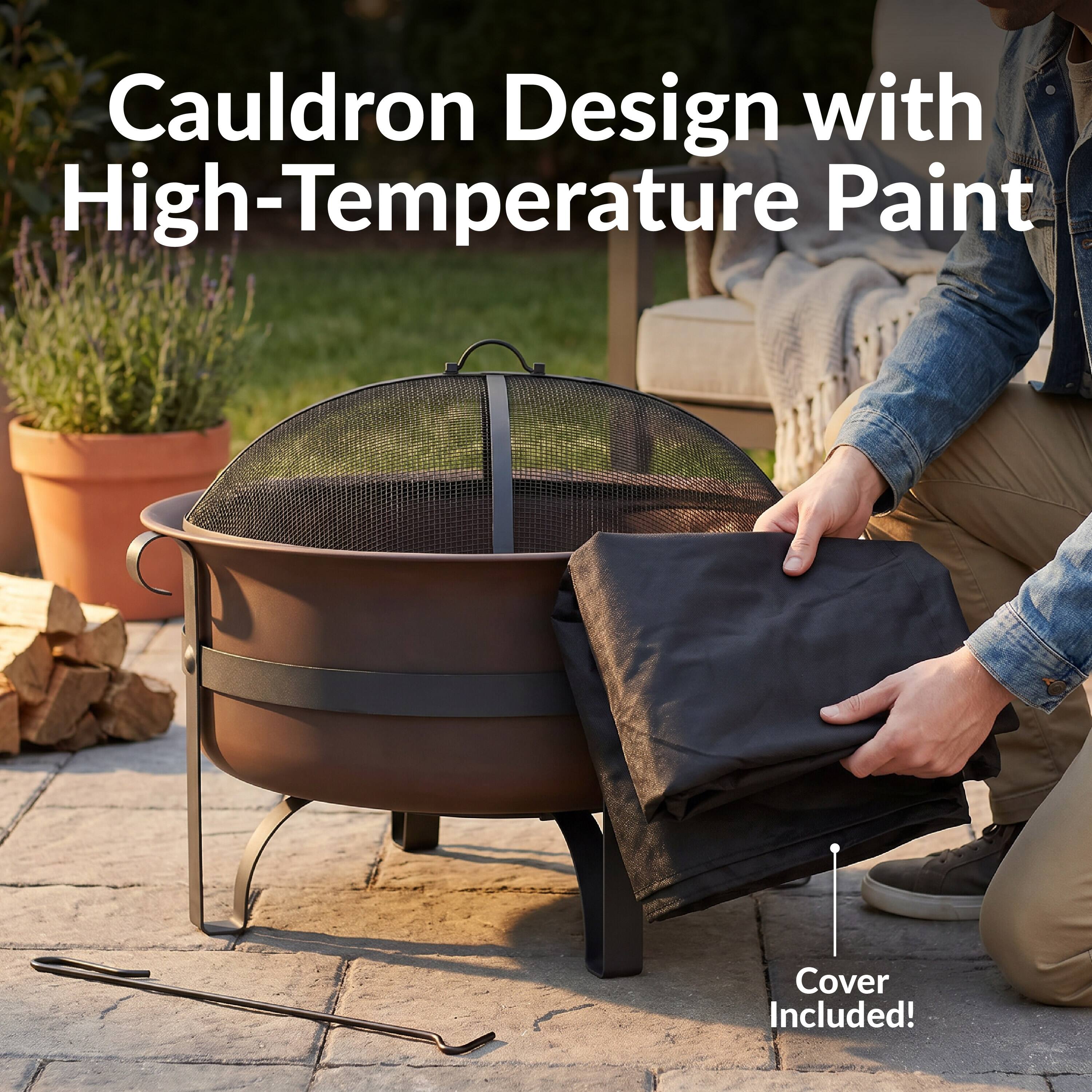 Cauldron Design with High-Temperature Paint  
Cover Included!
