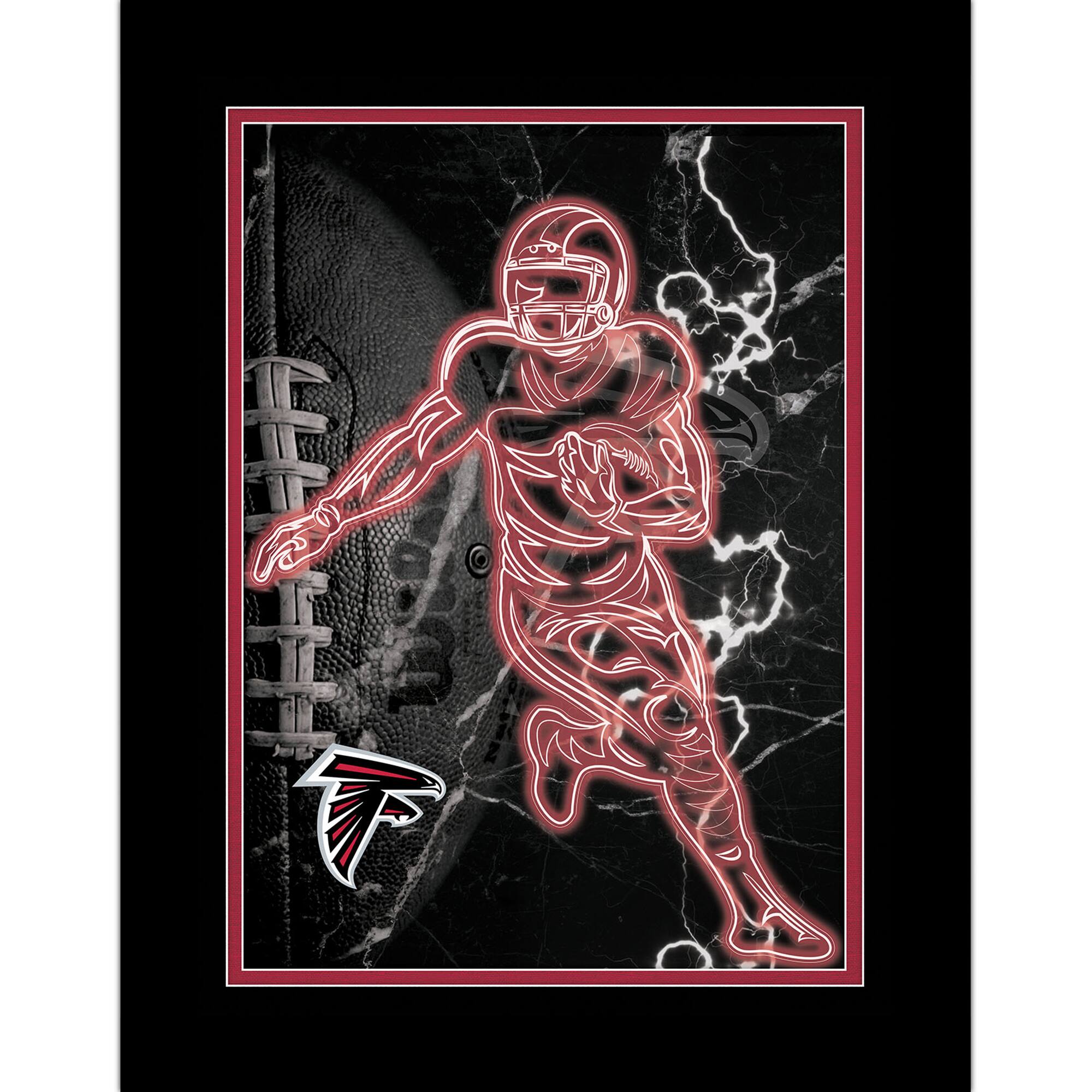 Black Atlanta Falcons 12'' x 16'' Framed Neon Player Print