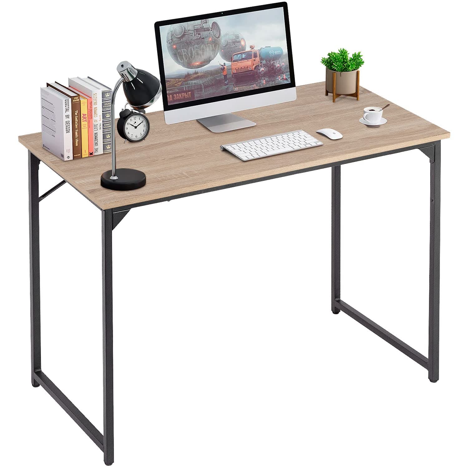 Stylel Star - PayLessHere | 32 Inch Computer Desk | Brown | Office Desk with Metal Frame, Adjustable Feet | Water-Resistant, Scratc - Nature