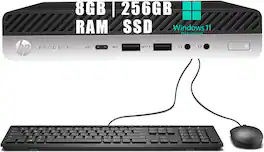 HP - Refurbished Excellent - ProDesk 600 G4 Mini Desktop PC, Intel Core i5-8500T up to 3.5 GHz, 8GB RAM 256GB SSD, Keyboard & Mouse, Win11 Pro - Black