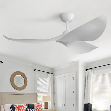 Front. Sofucor - Modern Ceiling Fans No Light with Remote Quiet Reversible DC Motor 6 Wind Speed Timer Indoor/Outdoor Ceiling Fans - 52inch - White.