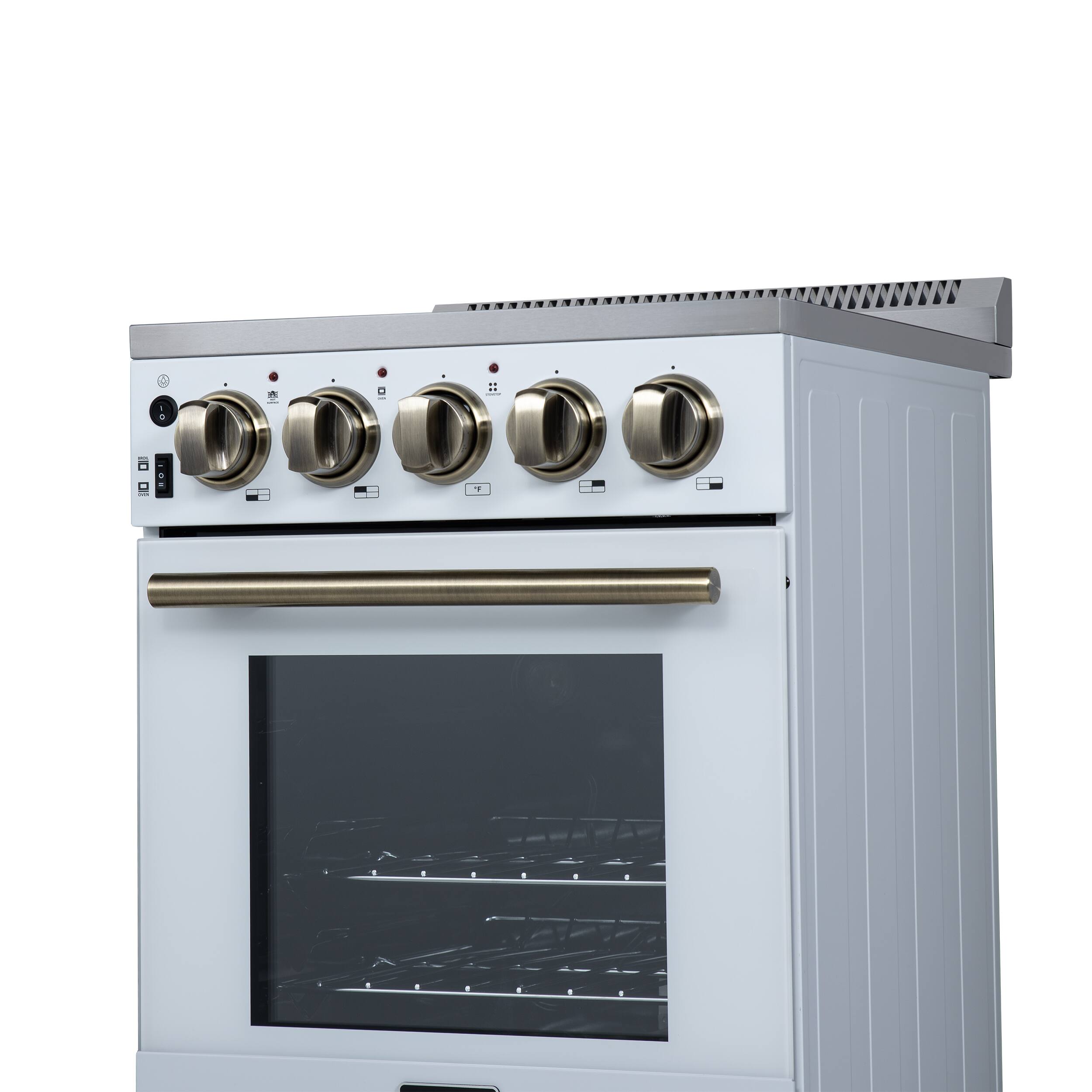 Alt View 7. Forno Appliances - Pallerano 2.05 Cu. Ft. Freestanding Electric Range with Antique Brass Accessories - White.