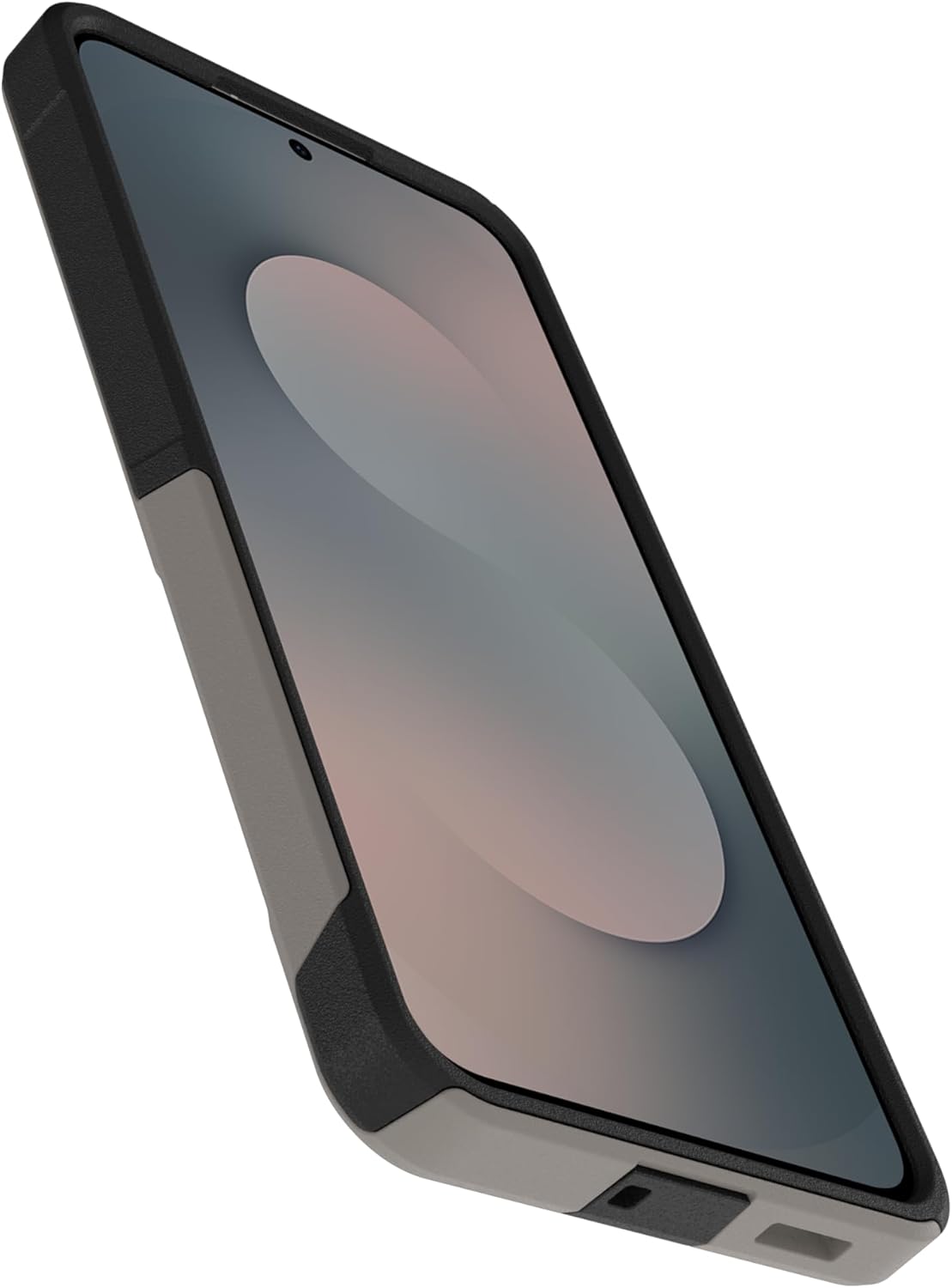 Left. OtterBox - OtterBox - Commuter Series Hard Shell for Galaxy S25 FE - Stone Noir (Grey & Black).