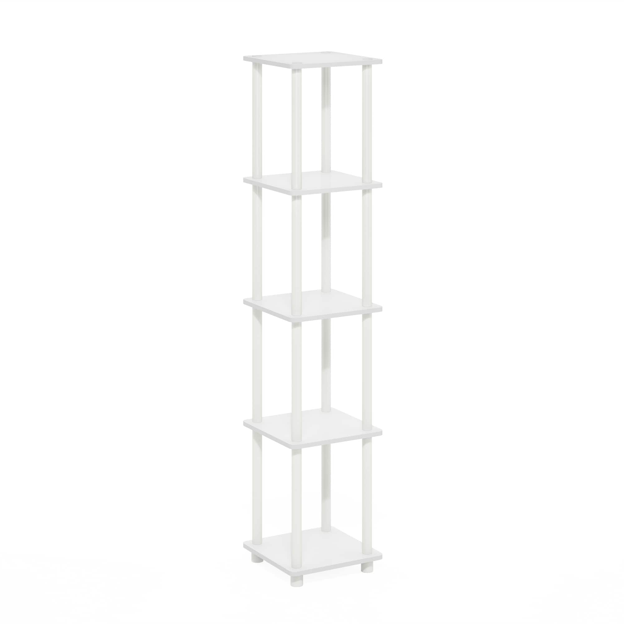 Furinno - Turn-N-Tube 5-Tier Corner Square Rack Display Shelf, White/White - White