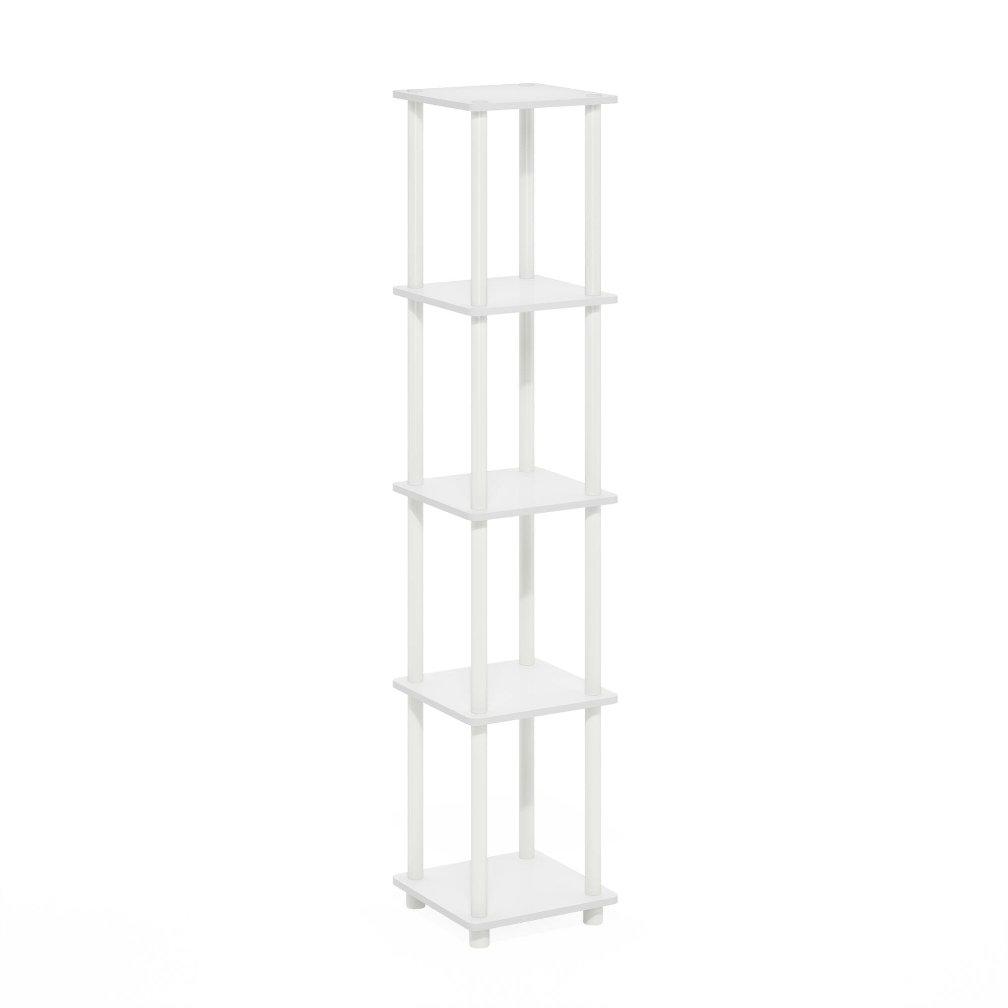 Front. Furinno - Turn-N-Tube 5-Tier Corner Square Rack Display Shelf, White/White - White/White.