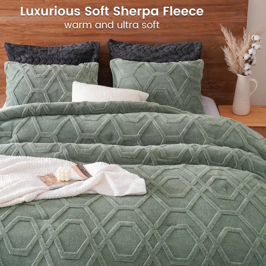 PEACE NEST 3-Piece Winter Faux Fur Comforter Set – Tie-Dye Plush Sherpa Blanket – Antistatic & OEKO-TEX