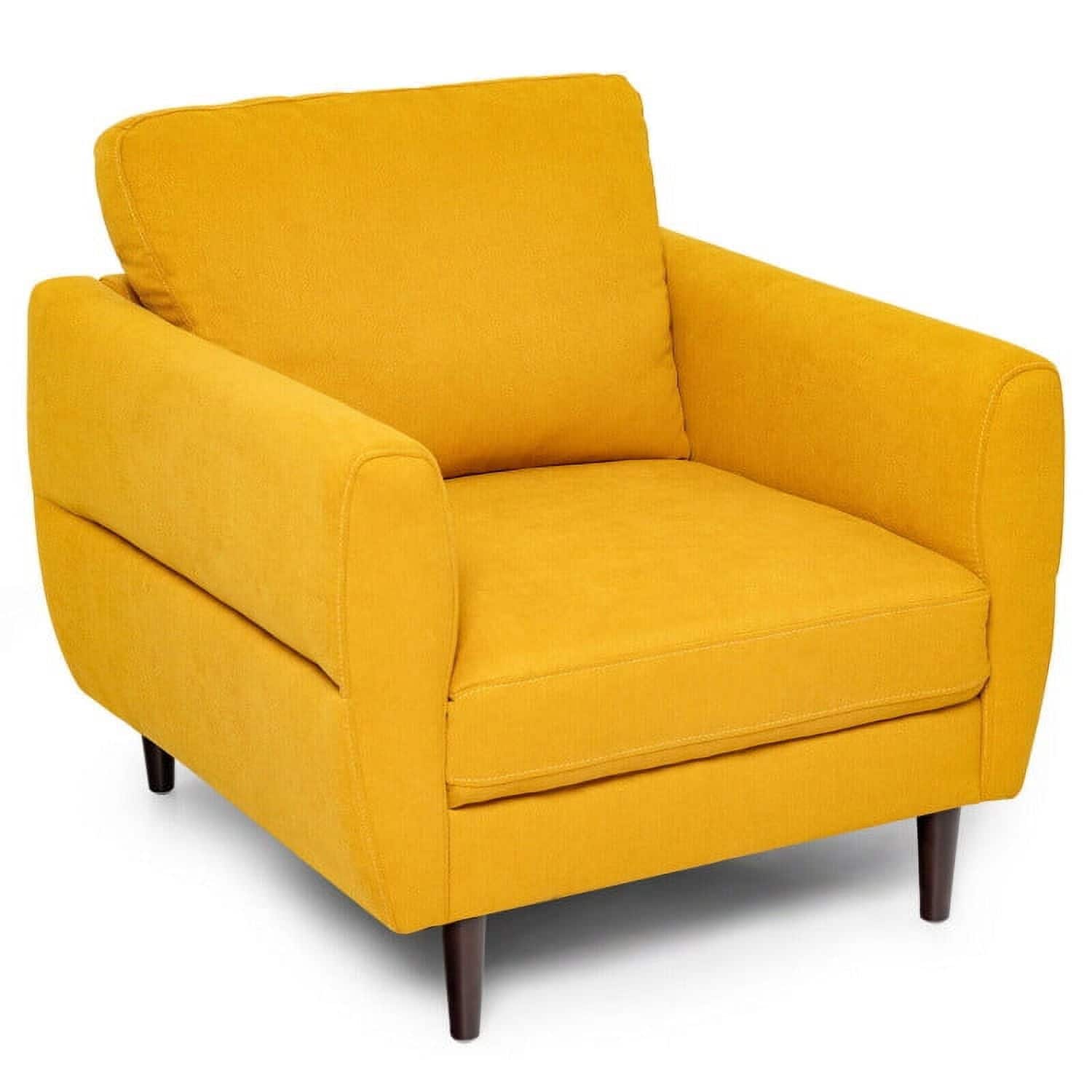 Kadyn - Modern Upholstered Accent Chair Single Sofa Armchair, Fabric Lazy Chair Large Accent Chair - Yellow