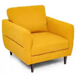 Kadyn - Modern Upholstered Accent Chair Single Sofa Armchair, Fabric Lazy Chair Large Accent Chair - Yellow