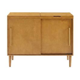 FurniFact - Brown Large Record Player Cabinet - Acorn